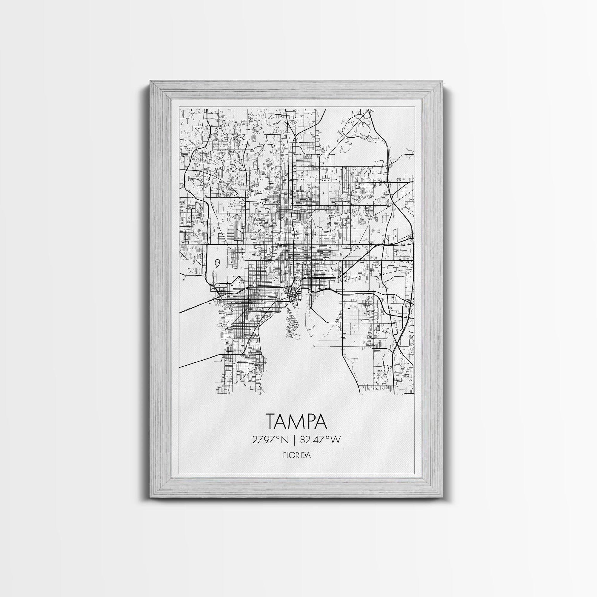 Tampa Street Map, Florida Map, City Map Print, Modern Wall Art, Wall Art, Canvas Print, Gift For Mom, Travel Wall Decor, Farmhouse Wall Art