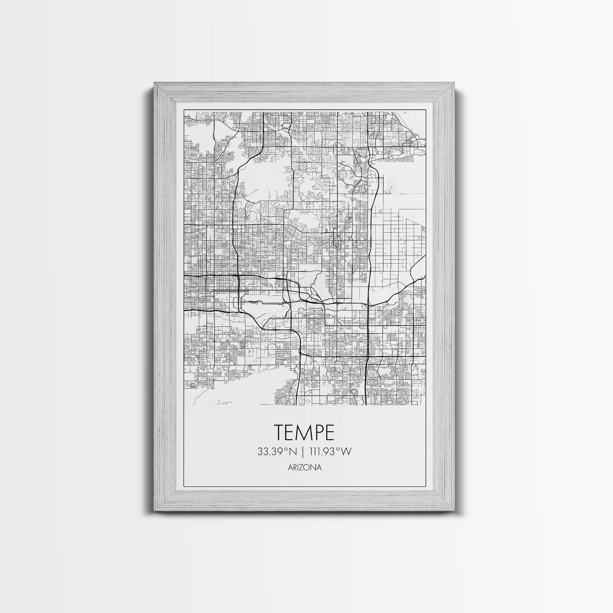 Tempe Street Map, Arizona Map, City Map Print, Modern Wall Art, Wall Art, Canvas Print, Birthday Gifts, Game Room Décor, Travel Wall Art