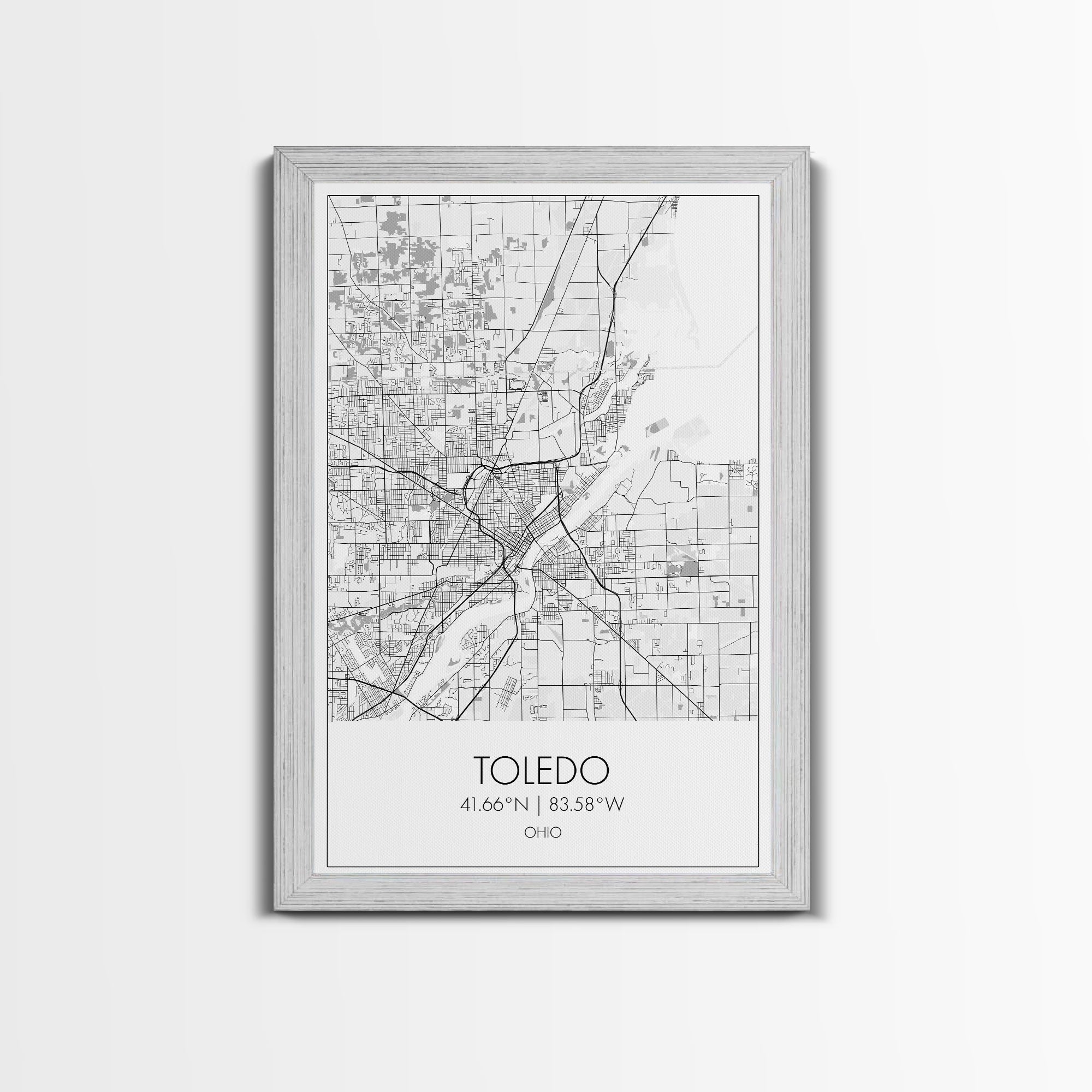 Toledo Street Map, Ohio Map, City Map Print, Modern Wall Art, Wall Art, Canvas Print, Unique Wall Décor, Graduation Gift, Travel Wall Art