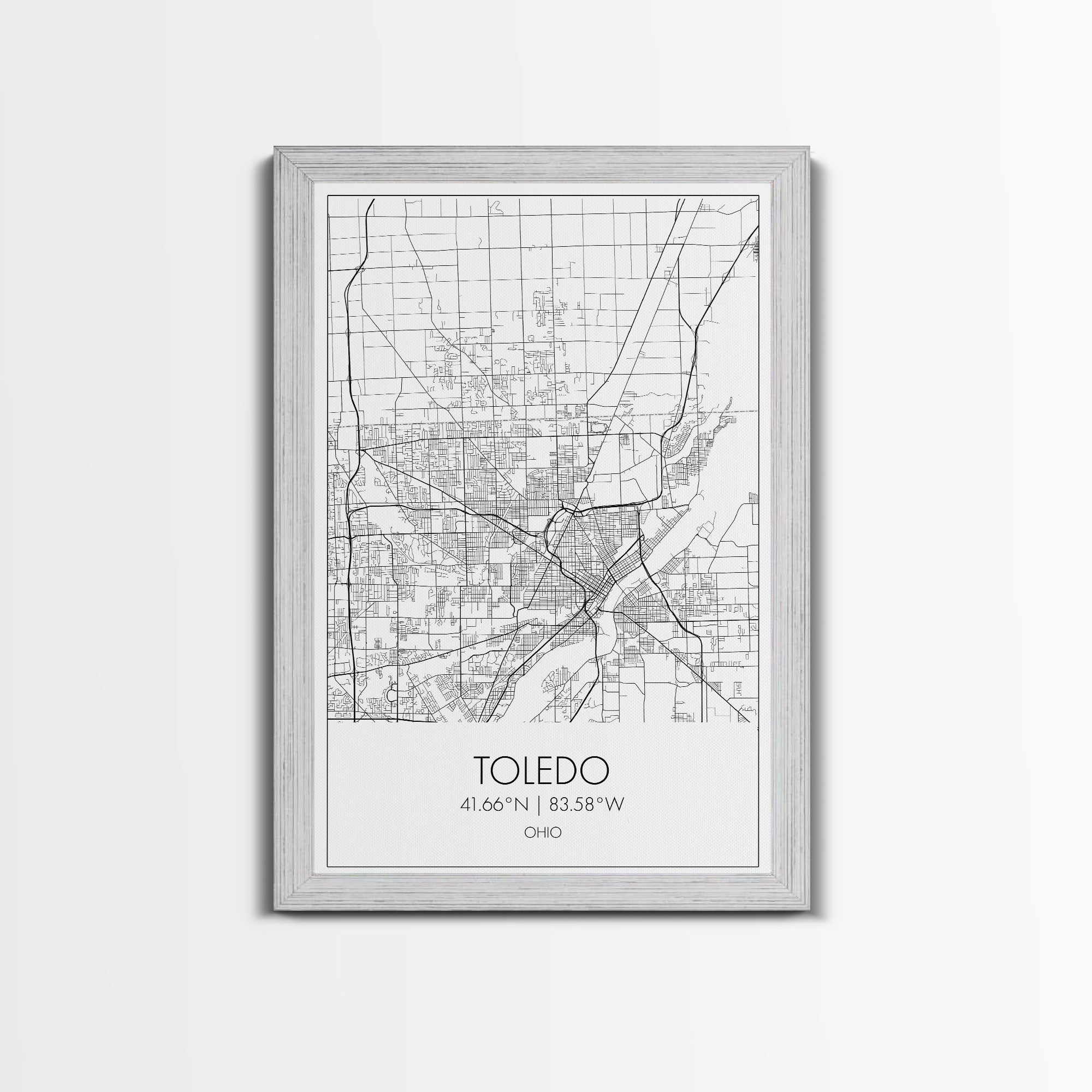 Toledo Street Map, Ohio Map, City Map Print, Modern Wall Art, Wall Art, Canvas Print, Friendship Gift, Wall Decoration, Travel Wall Art