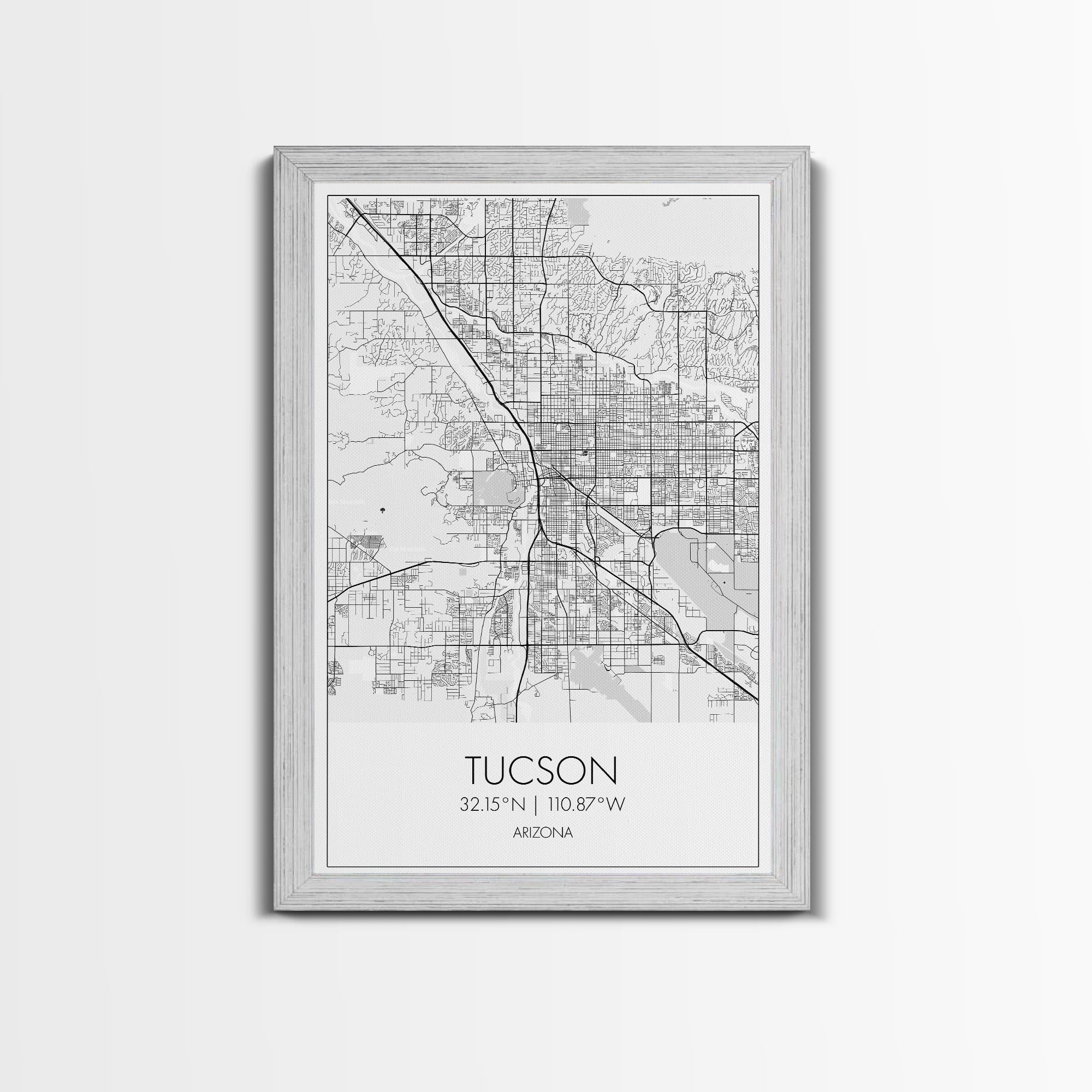 Tucson Street Map, Arizona Map, City Map Print, Modern Wall Art, Wall Art, Canvas Print, Minimal Wall Art, Family Gift, Travel Wall Décor