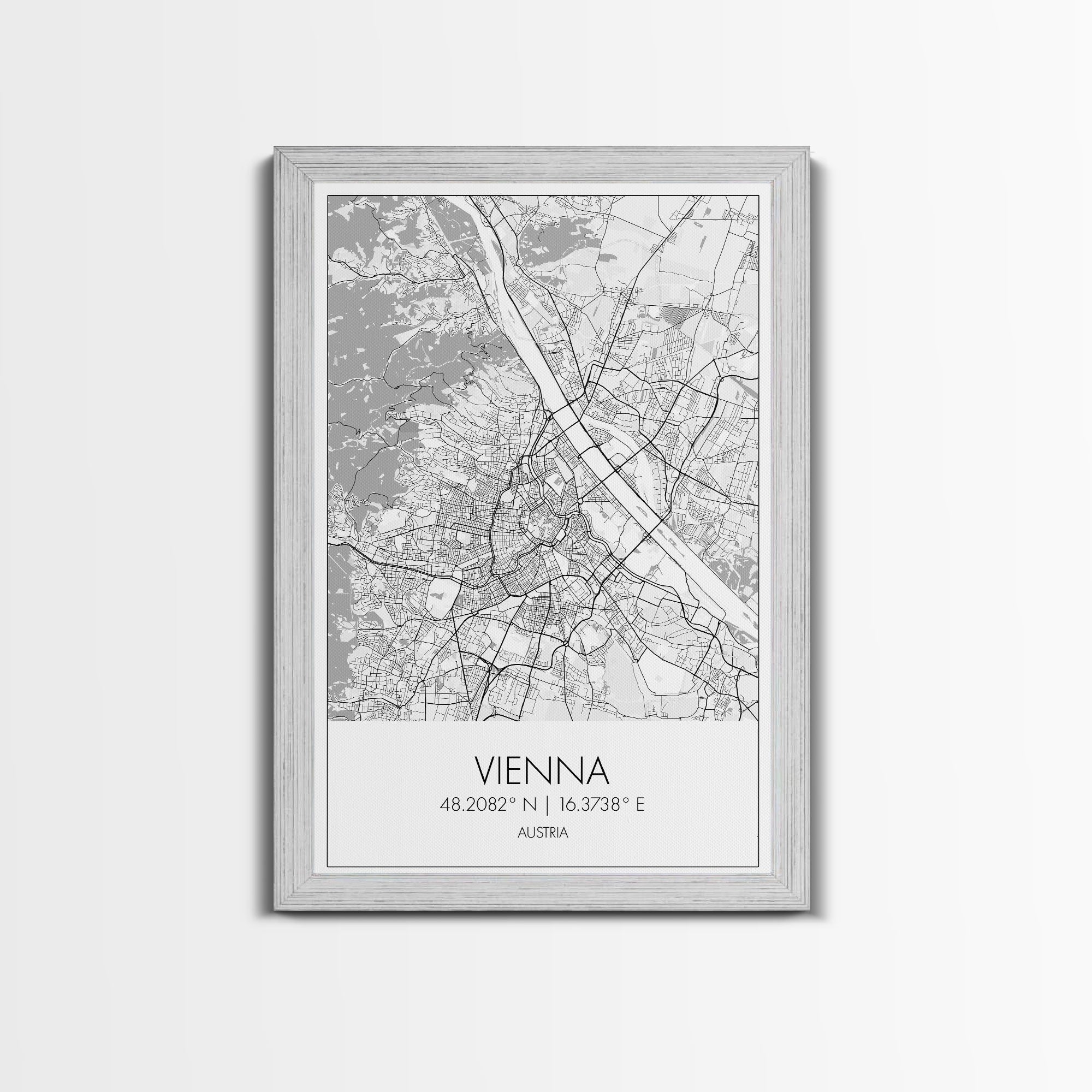 Vienna Street Map, Austria Map, City Map Print, Modern Wall Art, Wall Art, Canvas Print, Black And White, Unique Wedding Gift, Travel Art