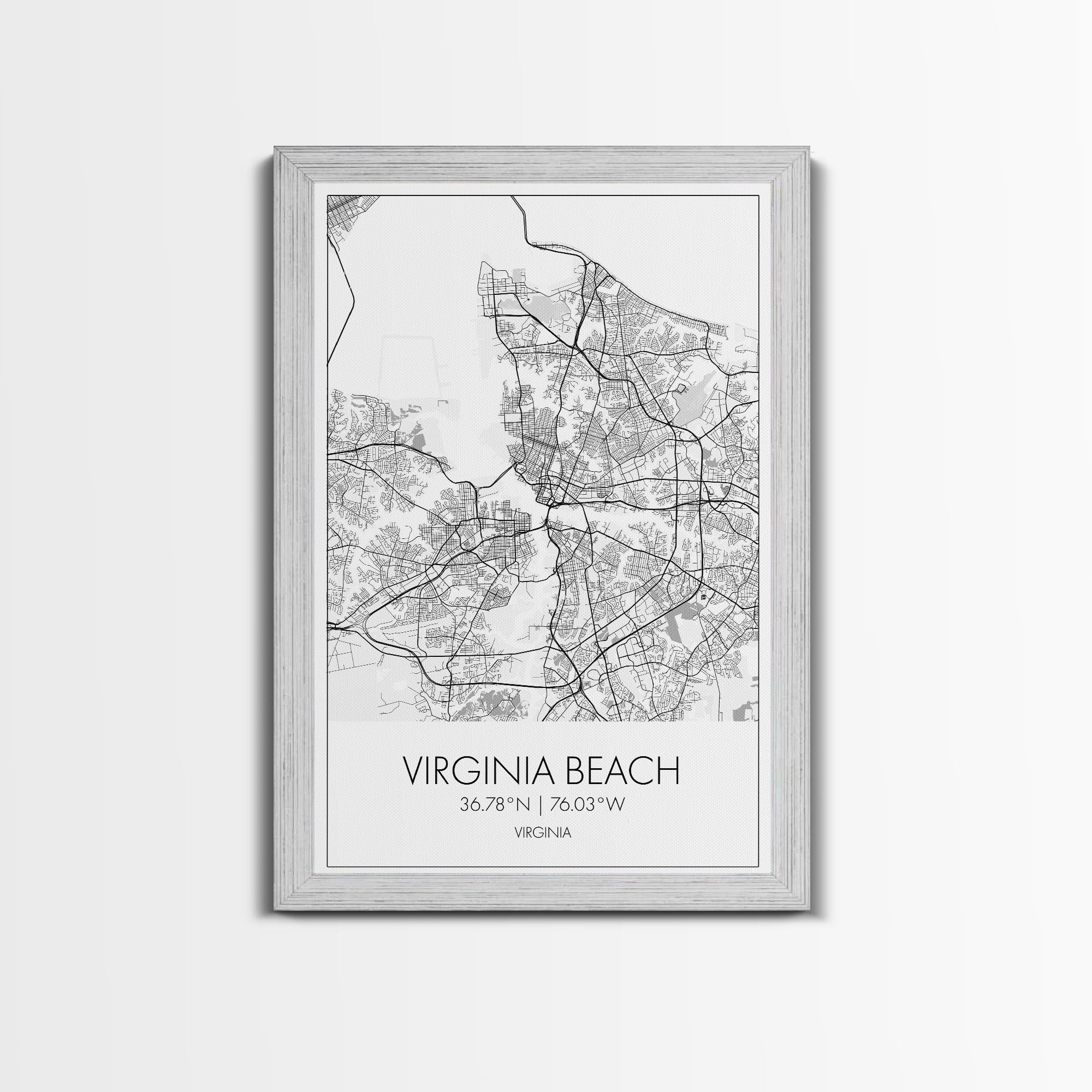 Virginia Beach Street Map, Virginia Map, City Map Print, Modern Wall Art, Wall Art, Canvas Print, Home Wall Décor Art, Moving Away Gift