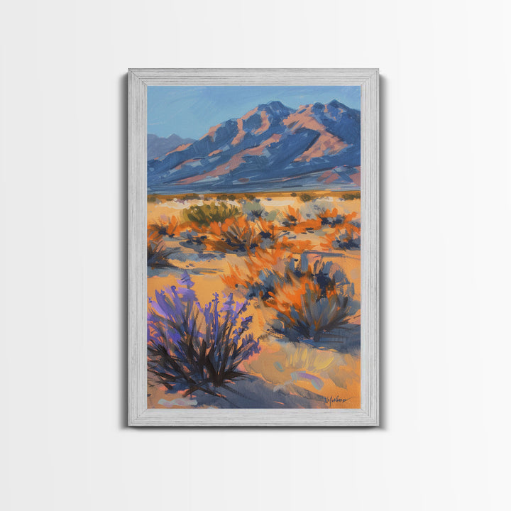 Majestic Desert Mountains and Vegetation, Scenic Wall Art for Living Room or Bedroom, Framed Canvas Print for Home Decor