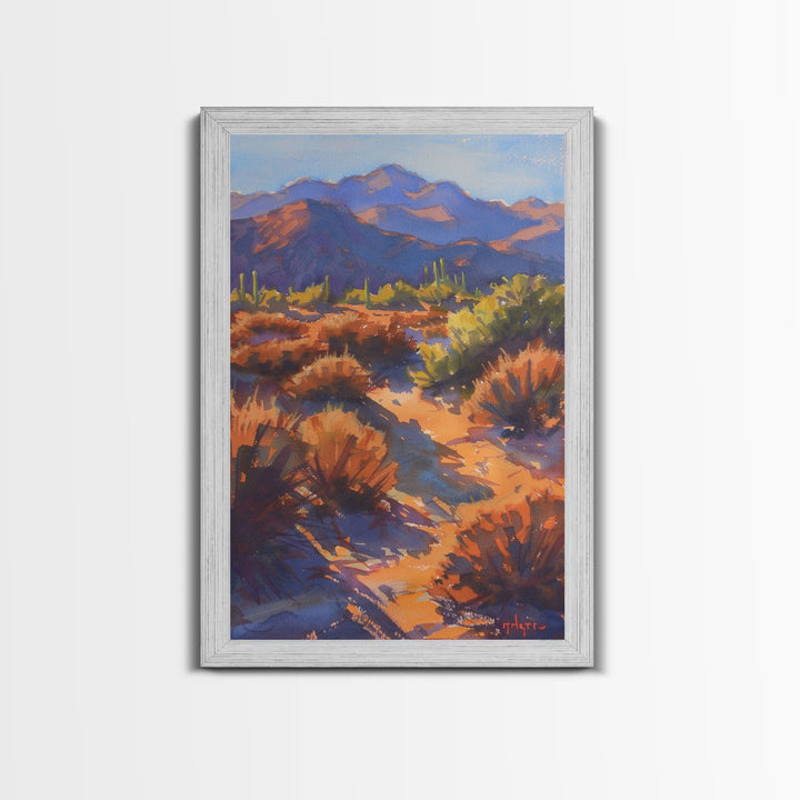 Vibrant Desert Landscape with Mountains, Stunning Wall Art for Living Room or Bedroom, Framed Canvas Print for Home Decor