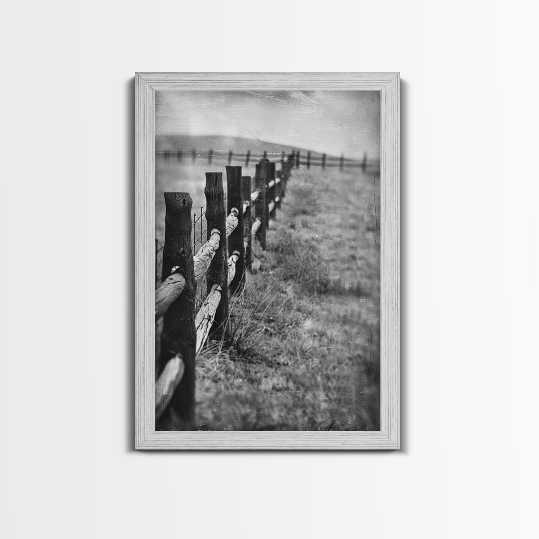 Old Barbed Wire Fence Art - Sepia Canvas Print, Rustic Western Decor, Vintage Farmhouse Wall Art, Historical Fence Artwork