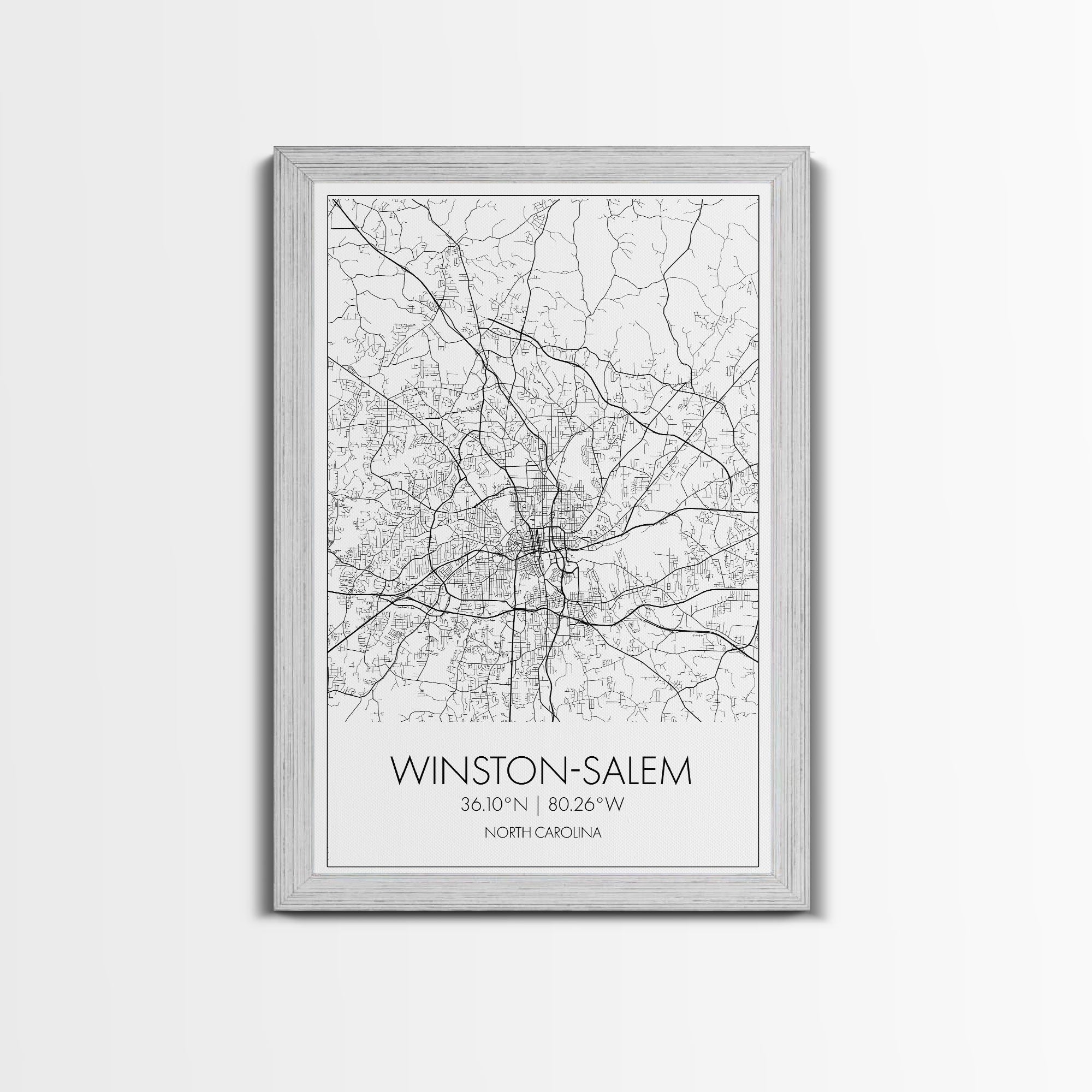 Winston Salem Street Map, North Carolina Map, City Map Print, Minimalist Art, Wall Art, Canvas Print, Modern Wall Art, Adventure Gifts