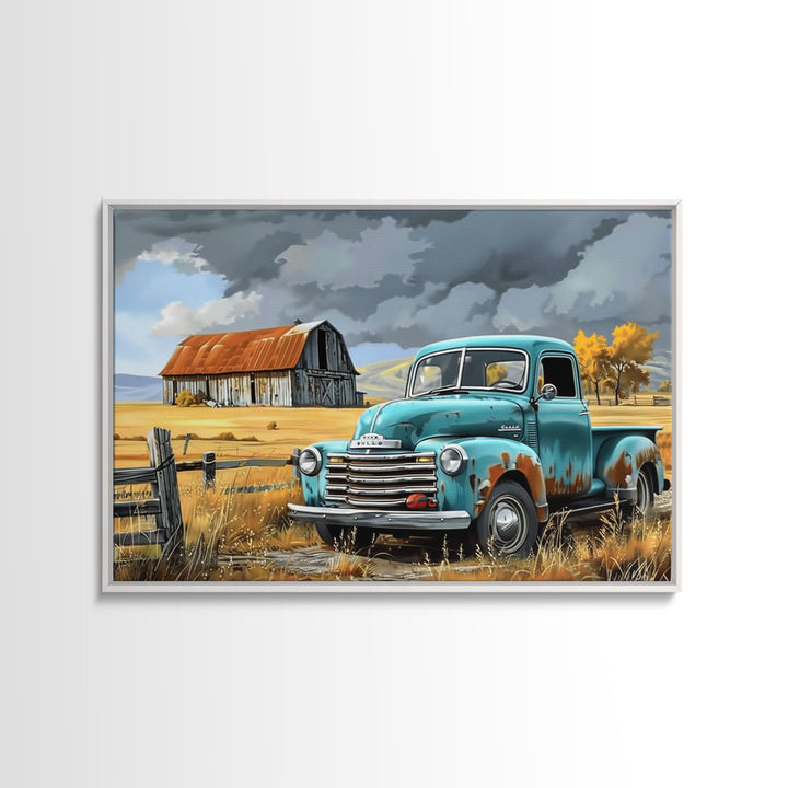 The Old Truck, Farmhouse Decor, Rusty Vintage Truck Painting, Southwestern Boho Minimalist Decor, Country Art, Living Room Wall Art