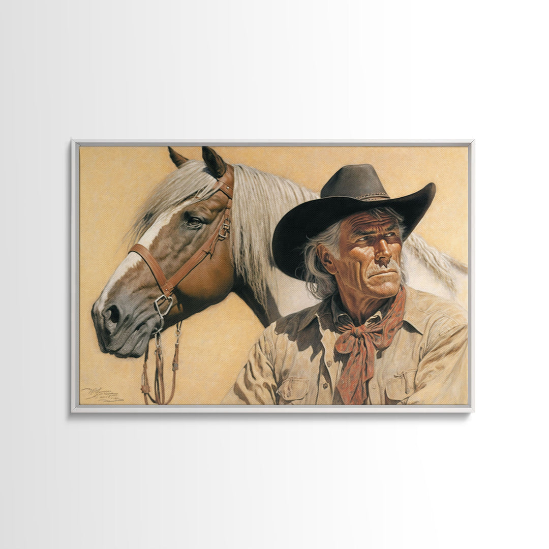 Wild West Cowboy Painting, Western Decor, Southwestern Wall Art, Modern Design Canvas Painting, Southern Home Art, Ranch Wall Art