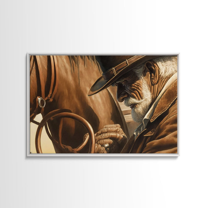 Wild West Cowboy Art, Framed Canvas Print, Cowboy Art Print, Western Art Print, Western Cowboy Gift, Retro Cowboy Decor, Western Cowboy