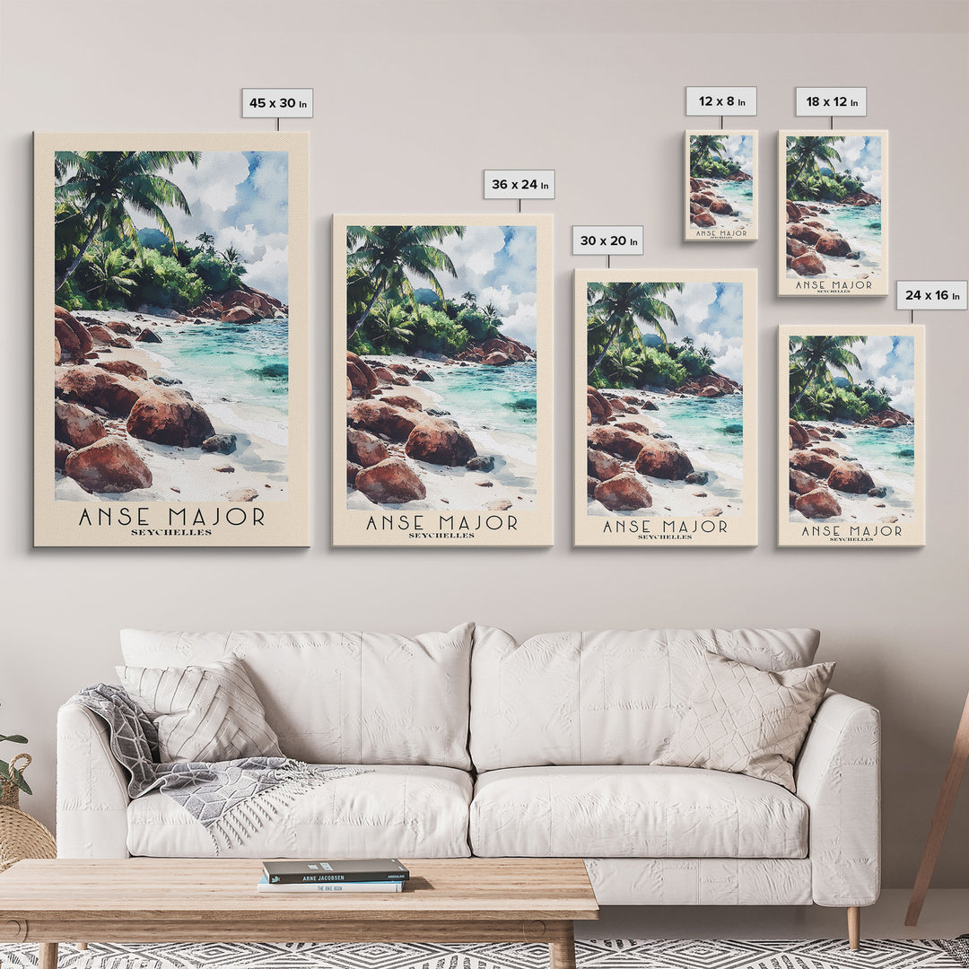 Anse Major, Seychelles Watercolor Beach Print, Vacation Gift, Seychelles Wall Art, Beach Painting, Beach Decor, Beach Painting