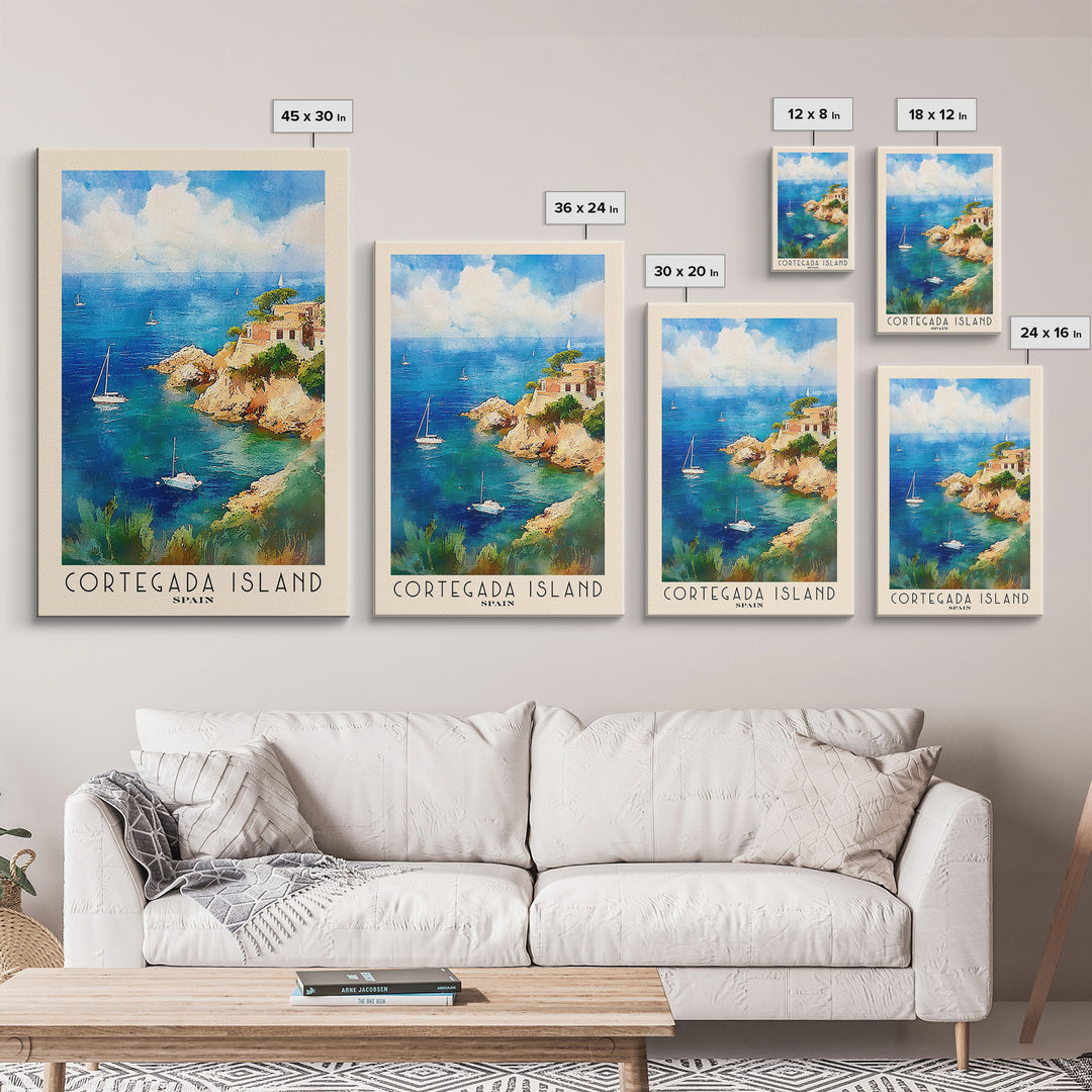 Cortegada Island, Spain Watercolor Beach Print, Vacation Gift, Spain Wall Art, Framed Canvas Print, Framed Beach Painting