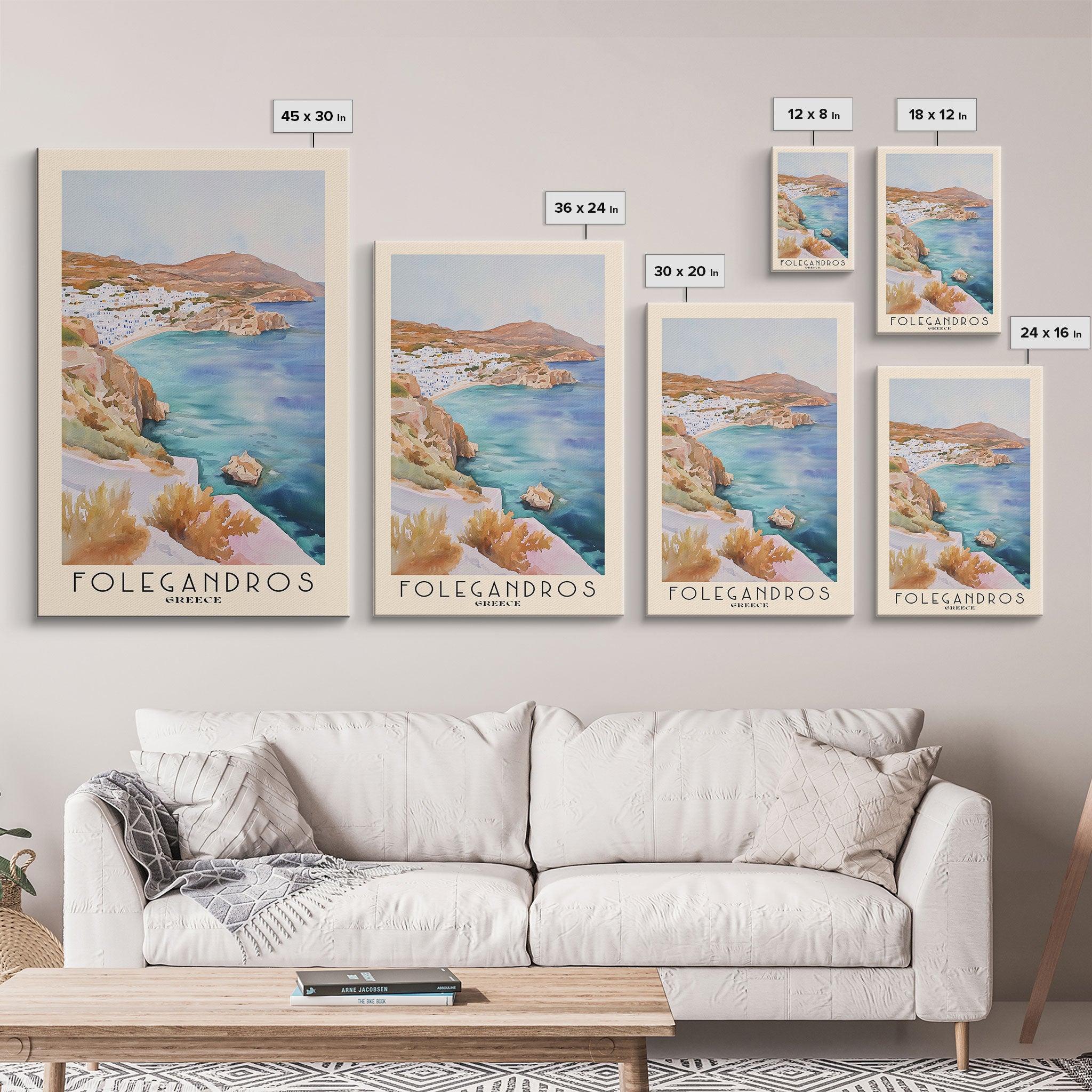 Folegandros, Greece Watercolor Print, Vacation Gift, Greece Wall Art, Beach Painting, Beach Decor, Beach Or Lakehouse Art