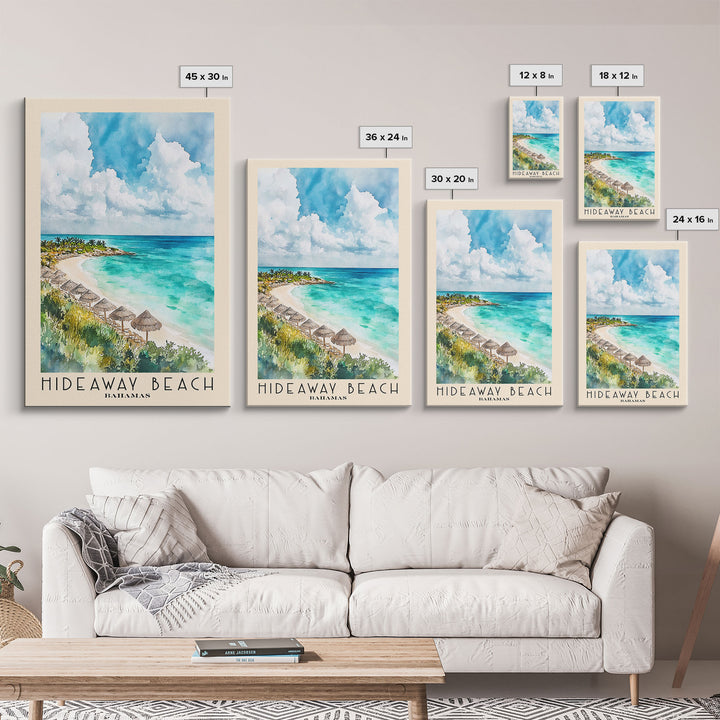 Hideaway Beach, Bahamas Watercolor Beach Print, Vacation Gift, Bahamas Wall Art, Framed Canvas Print, Framed Beach Painting