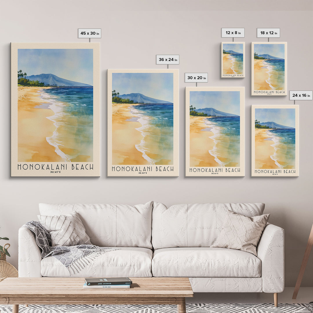 Honokalani Beach, Maui Watercolor Beach Print, Vacation Gift, Maui Wall Art, Beach Painting, Beach Decor, Beach Painting