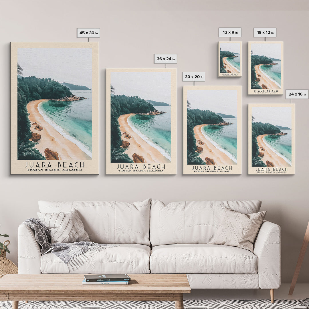 Juara Beach, Tioman Island, Malaysia Watercolor Print, Vacation Gift, Tioman Island, Malaysia Wall Art, Beach Painting, Beach Decor, Large Wall Art, Wood Frame Art