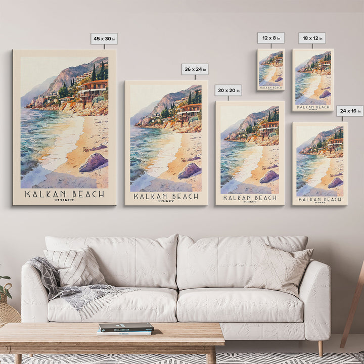 Kalkan Beach, Turkey Watercolor Print, Vacation Gift, Turkey Wall Art, Beach Painting, Beach Decor, Beach Or Lakehouse Art