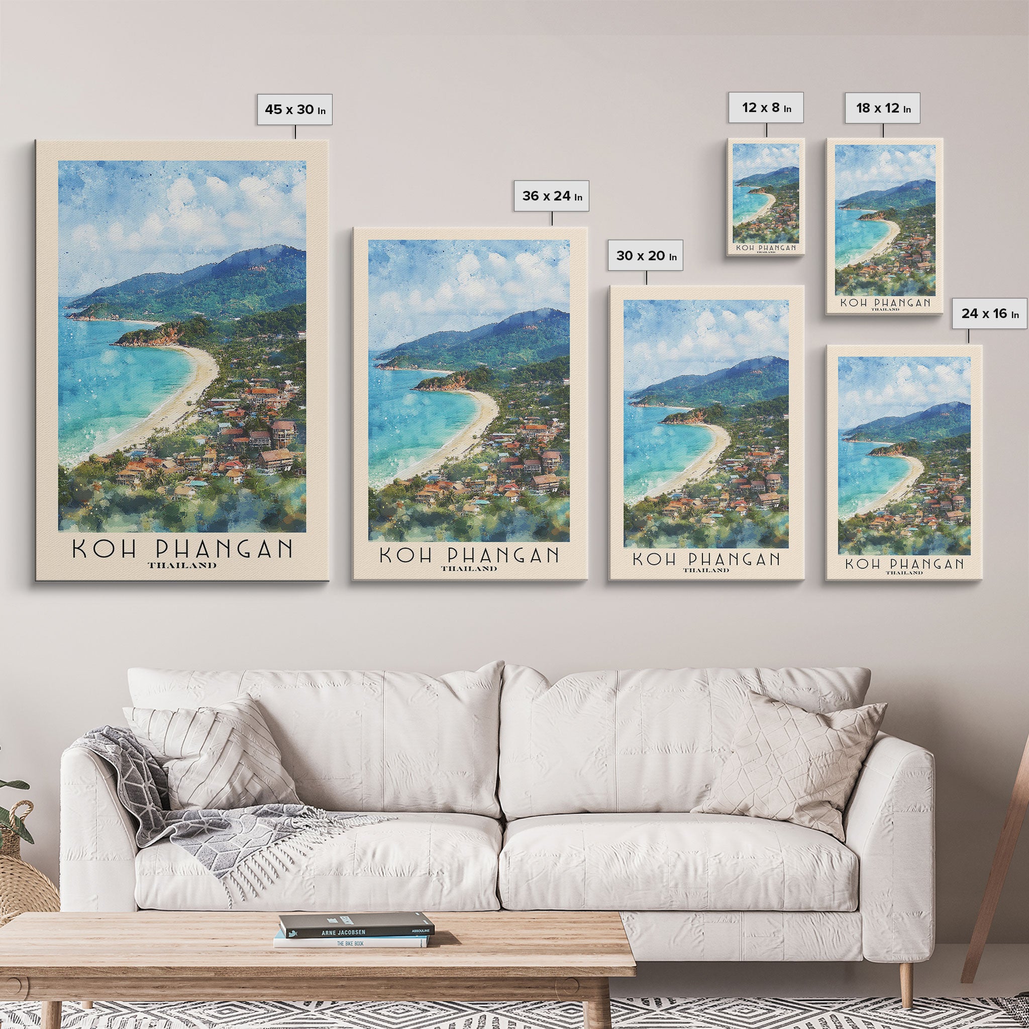 Koh Phangan, Thailand Watercolor Print, Vacation Gift, Thailand Wall Art, Beach Painting, Beach Decor, Beach Or Lakehouse Art