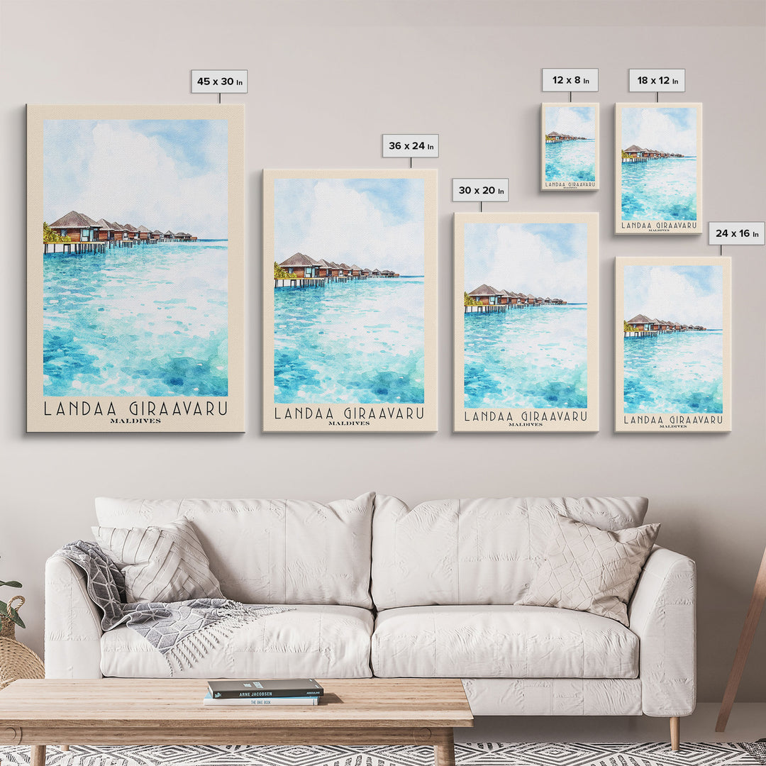 Landaa Giraavaru, Maldives Watercolor Beach Print, Vacation Gift, Maldives Wall Art, Beach Painting, Beach Decor, Beach Painting