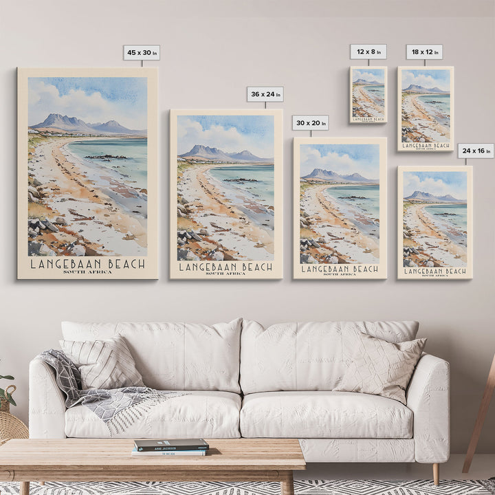 Langebaan Beach, South Africa Watercolor Print, Vacation Gift, South Africa Wall Art, Beach Painting, Beach Decor, Large Wall Art, Wood Frame Art