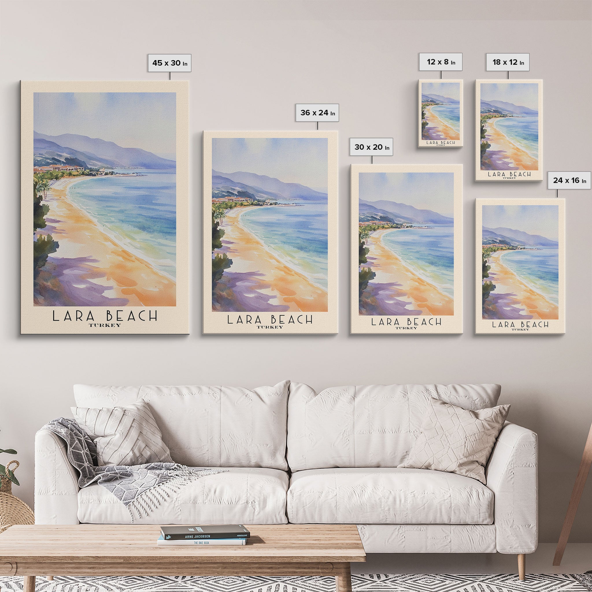 Lara Beach, Turkey Watercolor Print, Vacation Gift, Turkey Wall Art, Beach Painting, Beach Decor, Beach Or Lakehouse Art