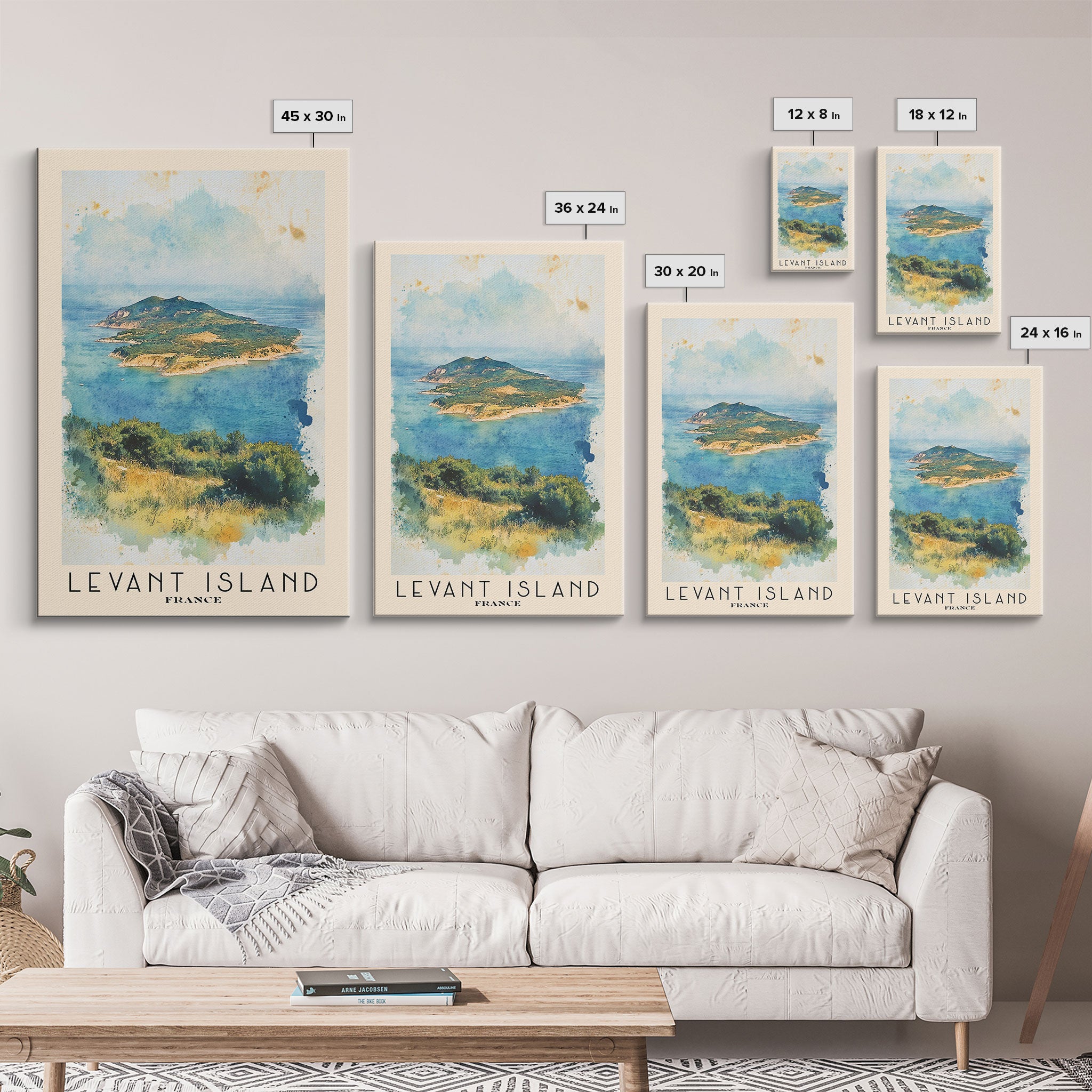 Levant Island, France Watercolor Beach Print, Vacation Gift, France Wall Art, Beach Painting, Beach Decor, Beach Painting