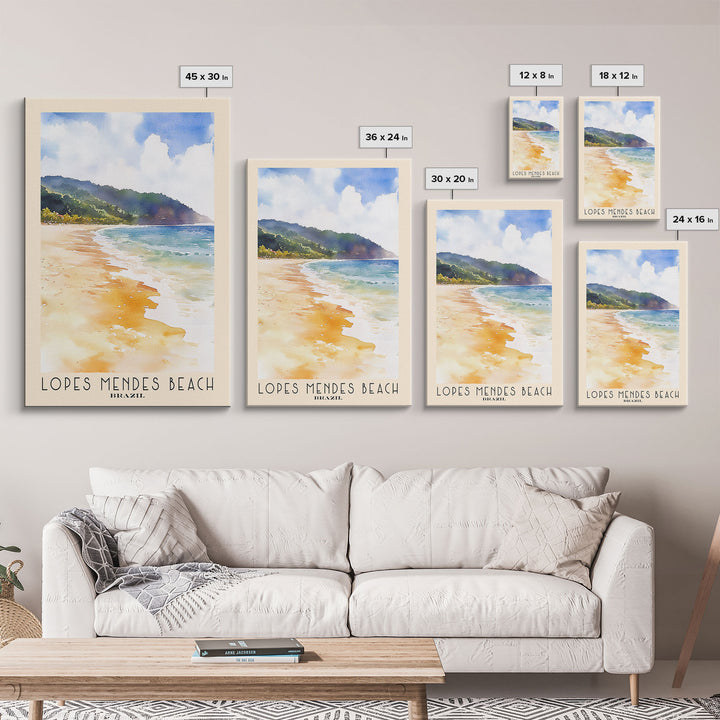 Lopes Mendes Beach, Brazil Watercolor Print, Vacation Gift, Brazil Wall Art, Beach Painting, Beach Decor, Beach Or Lakehouse Art