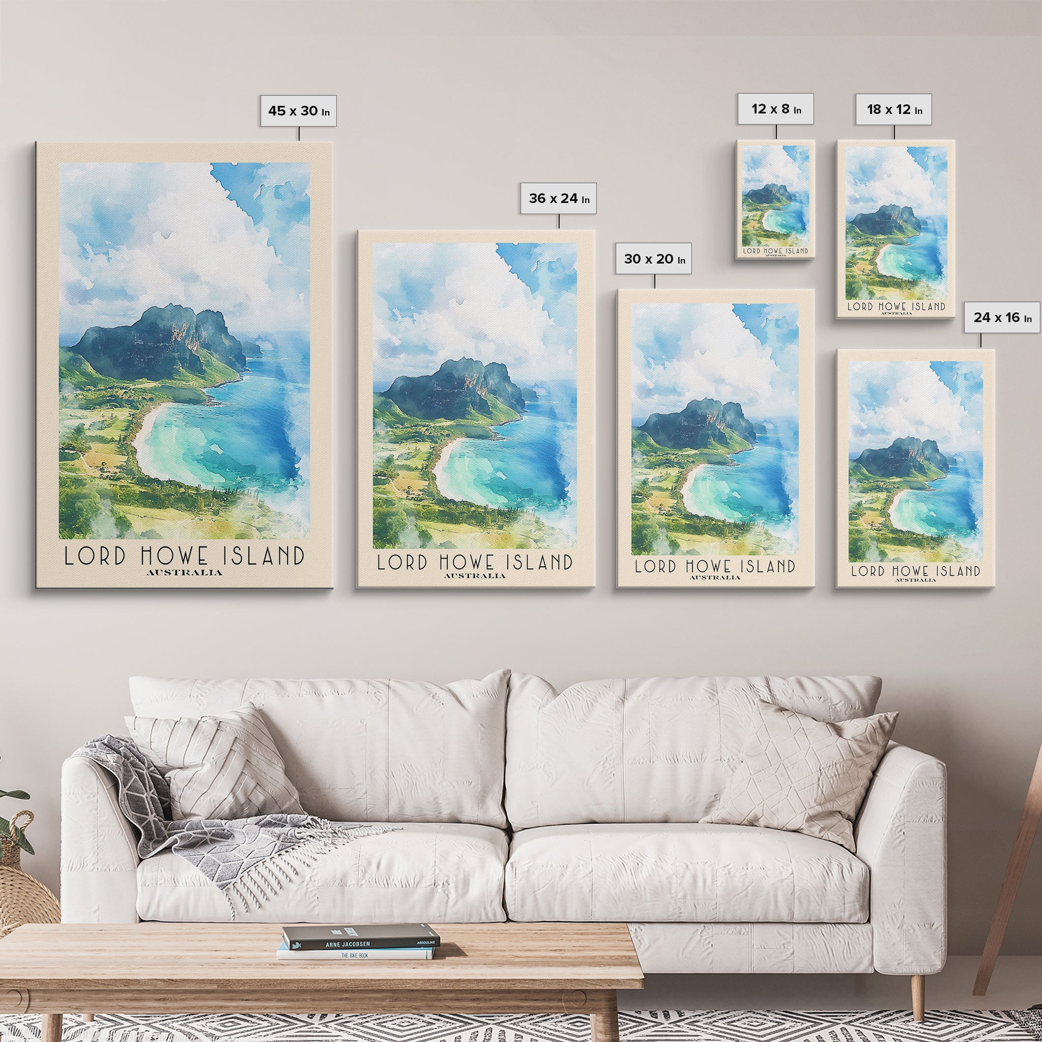 Lord Howe Island, Australia Watercolor Beach Print, Vacation Gift, Australia Wall Art, Beach Painting, Beach Decor, Beach Painting