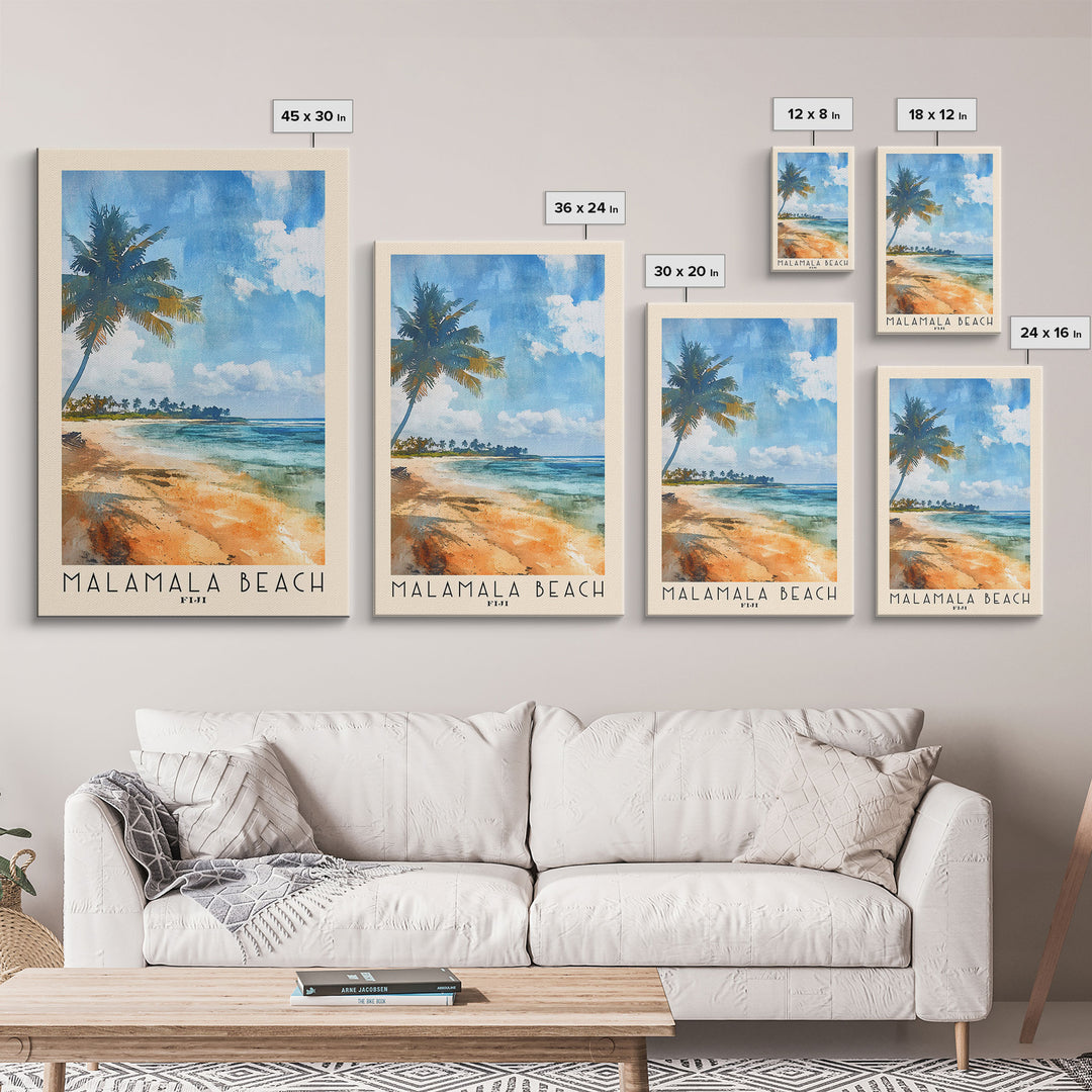 Malamala Beach, Fiji Watercolor Print, Vacation Gift, Fiji Wall Art, Beach Painting, Beach Decor, Beach Or Lakehouse Art