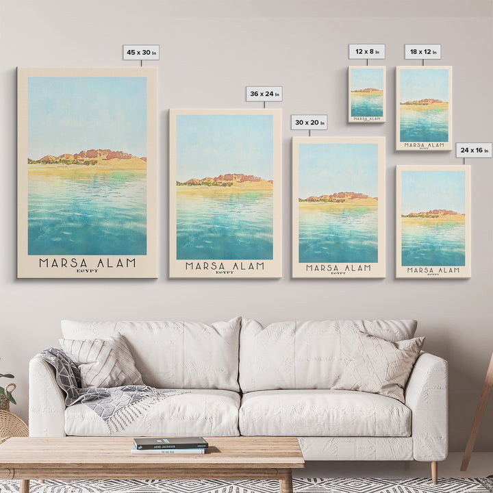 Marsa Alam, Egypt Watercolor Print, Vacation Gift, Egypt Wall Art, Beach Painting, Beach Decor, Large Wall Art, Wood Frame Art