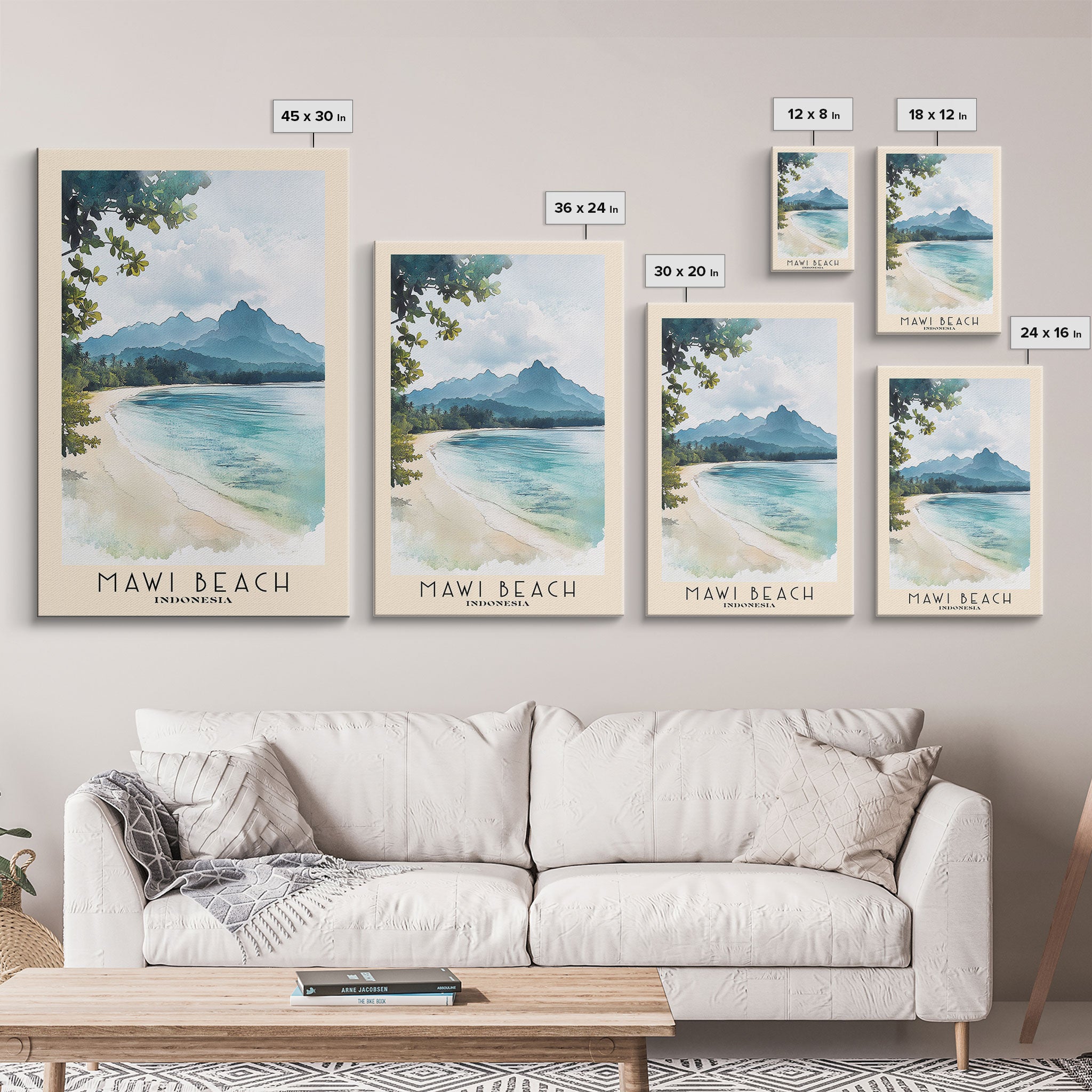 Mawi Beach, Indonesia Watercolor Print, Vacation Gift, Indonesia Wall Art, Beach Painting, Beach Decor, Beach Or Lakehouse Art