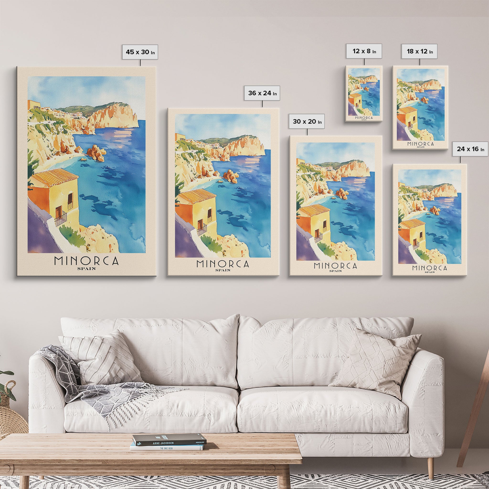 Minorca, Spain Watercolor Print, Vacation Gift, Spain Wall Art, Beach Painting, Beach Decor, Beach Or Lakehouse Art