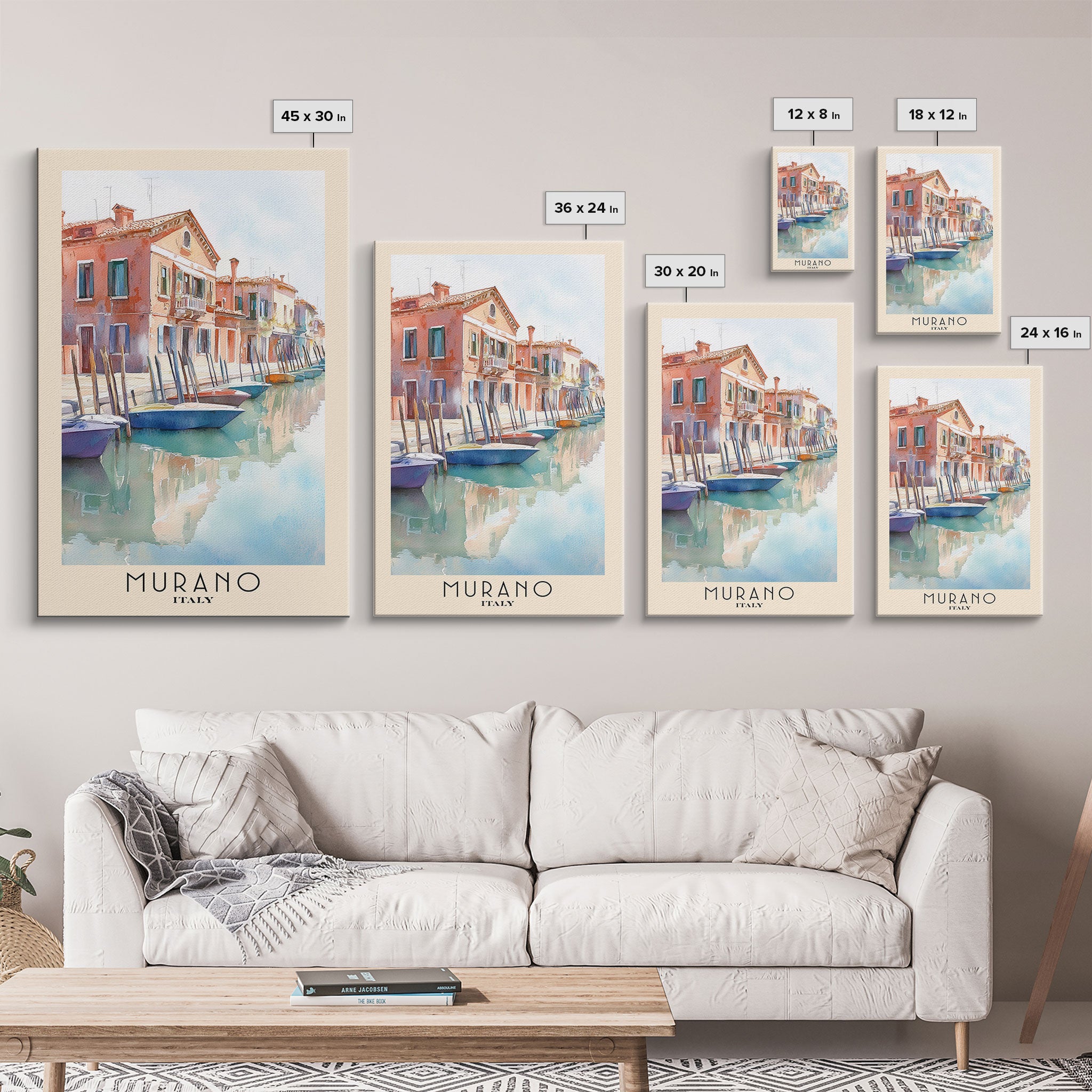 Murano, Italy Watercolor Print, Vacation Gift, Italy Wall Art, Vacation Wall Art, Vacatation Memories, Beach Decor, Beach Or Lakehouse Art