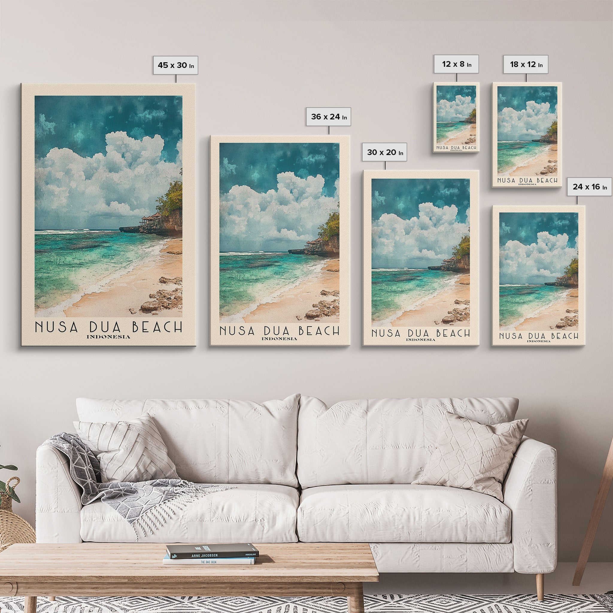 Nusa Dua Beach, Indonesia Watercolor Beach Print, Vacation Gift, Indonesia Wall Art, Beach Painting, Beach Decor, Beach Painting