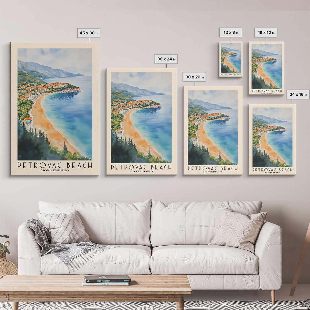 Petrovac Beach, Montenegro Watercolor Beach Print, Vacation Gift, Montenegro Wall Art, Beach Painting, Beach Decor, Beach Painting