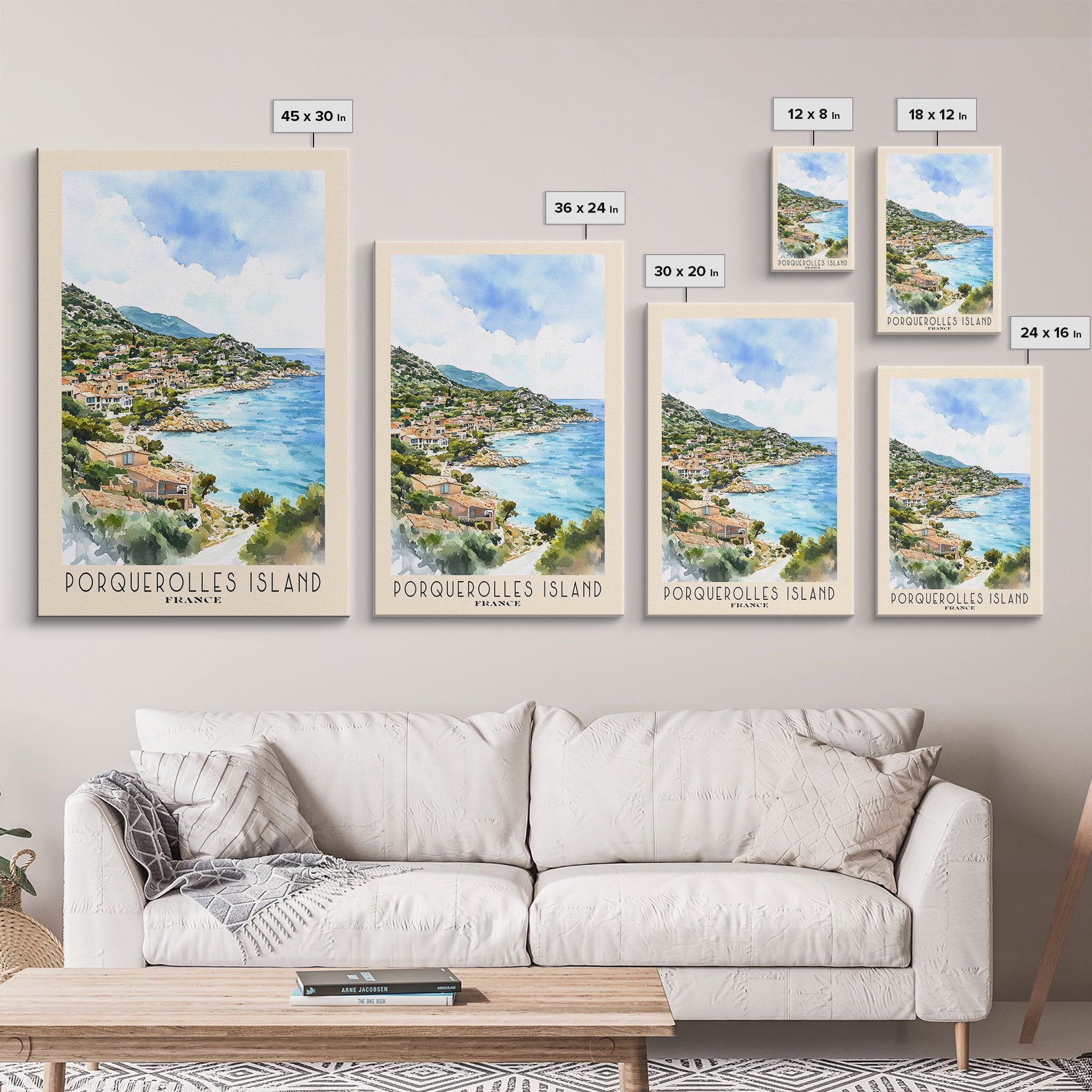 Porquerolles Island, France Watercolor Print, Vacation Gift, France Wall Art, Vacation Wall Art, Vacatation Memories, Beach Decor, Beach Or Lakehouse Art