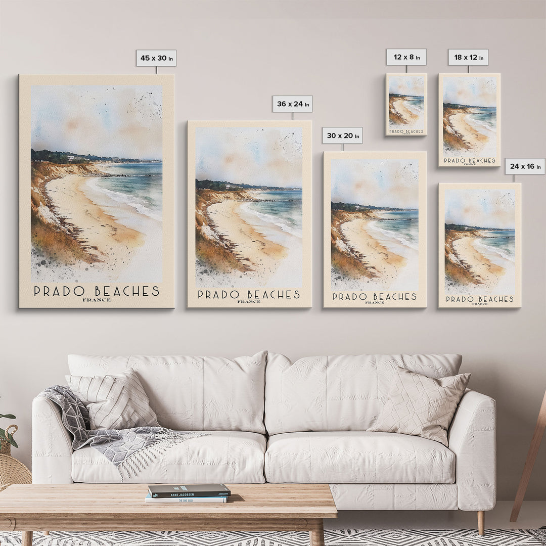 Prado Beaches, France Watercolor Beach Print, Vacation Gift, France Wall Art, Beach Painting, Beach Decor, Beach Painting