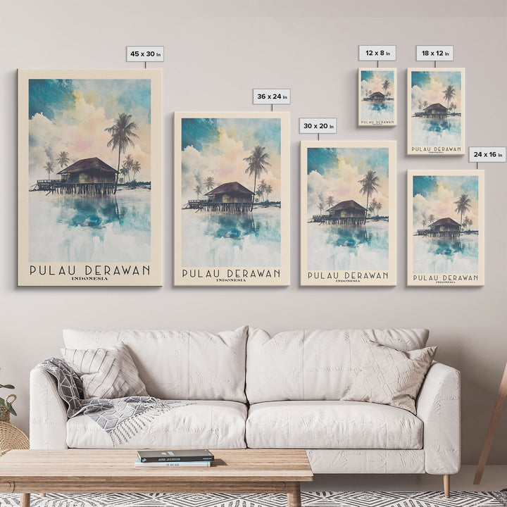 Pulau Derawan, Indonesia Watercolor Beach Print, Vacation Gift, Indonesia Wall Art, Beach Painting, Beach Decor, Beach Painting