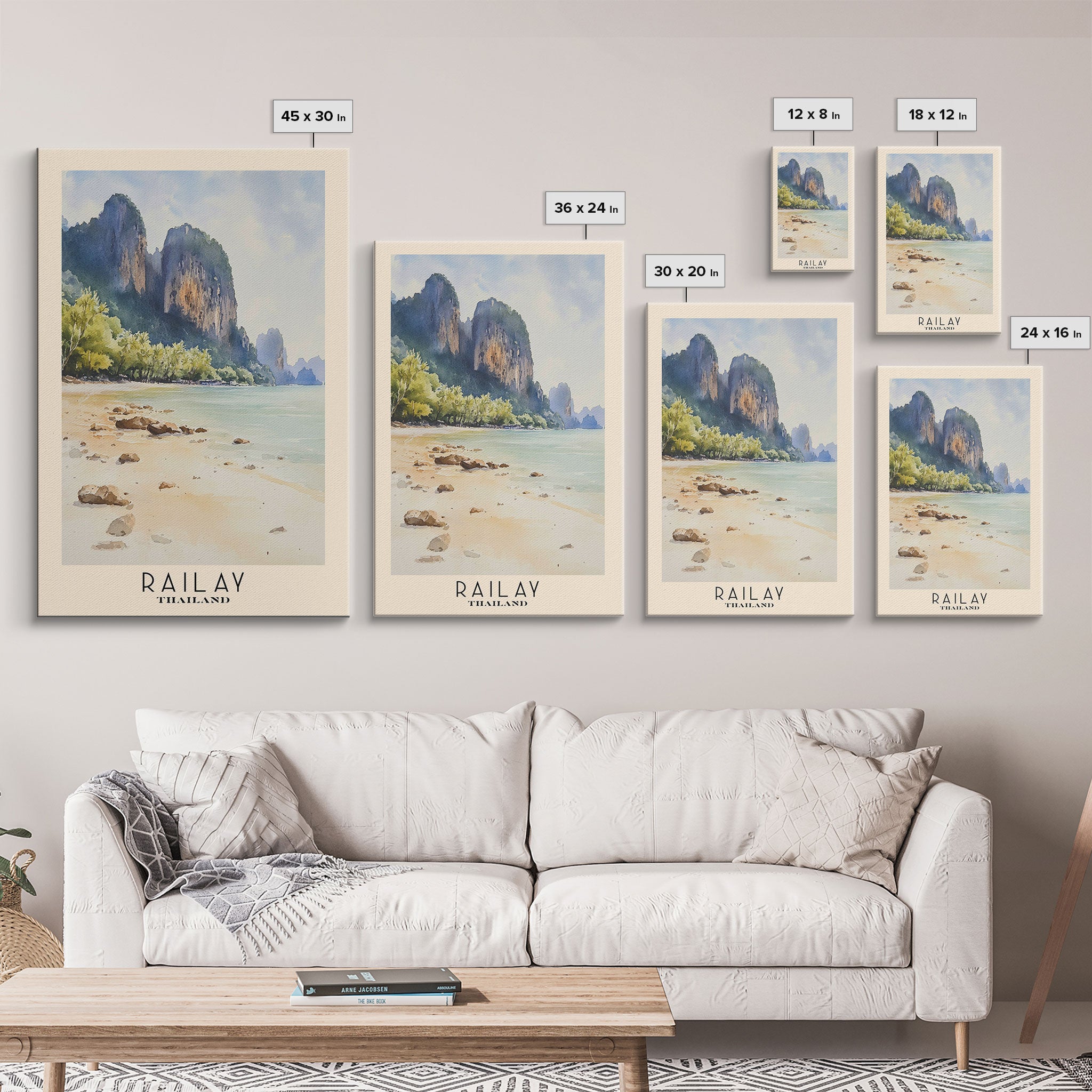 Railay, Thailand Watercolor Print, Vacation Gift, Thailand Wall Art, Vacation Wall Art, Vacatation Memories, Beach Decor, Beach Or Lakehouse Art