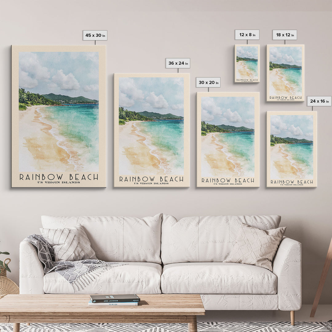 Rainbow Beach, US Virgin islands Watercolor Print, Vacation Gift, US Virgin islands Wall Art, Beach Painting, Beach Decor, Beach Or Lakehouse Art