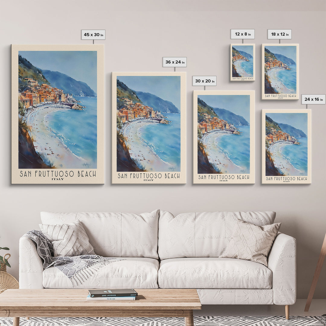 San Fruttuoso Beach, Italy Watercolor Print, Vacation Gift, Italy Wall Art, Vacation Wall Art, Vacatation Memories, Beach Decor, Beach Or Lakehouse Art