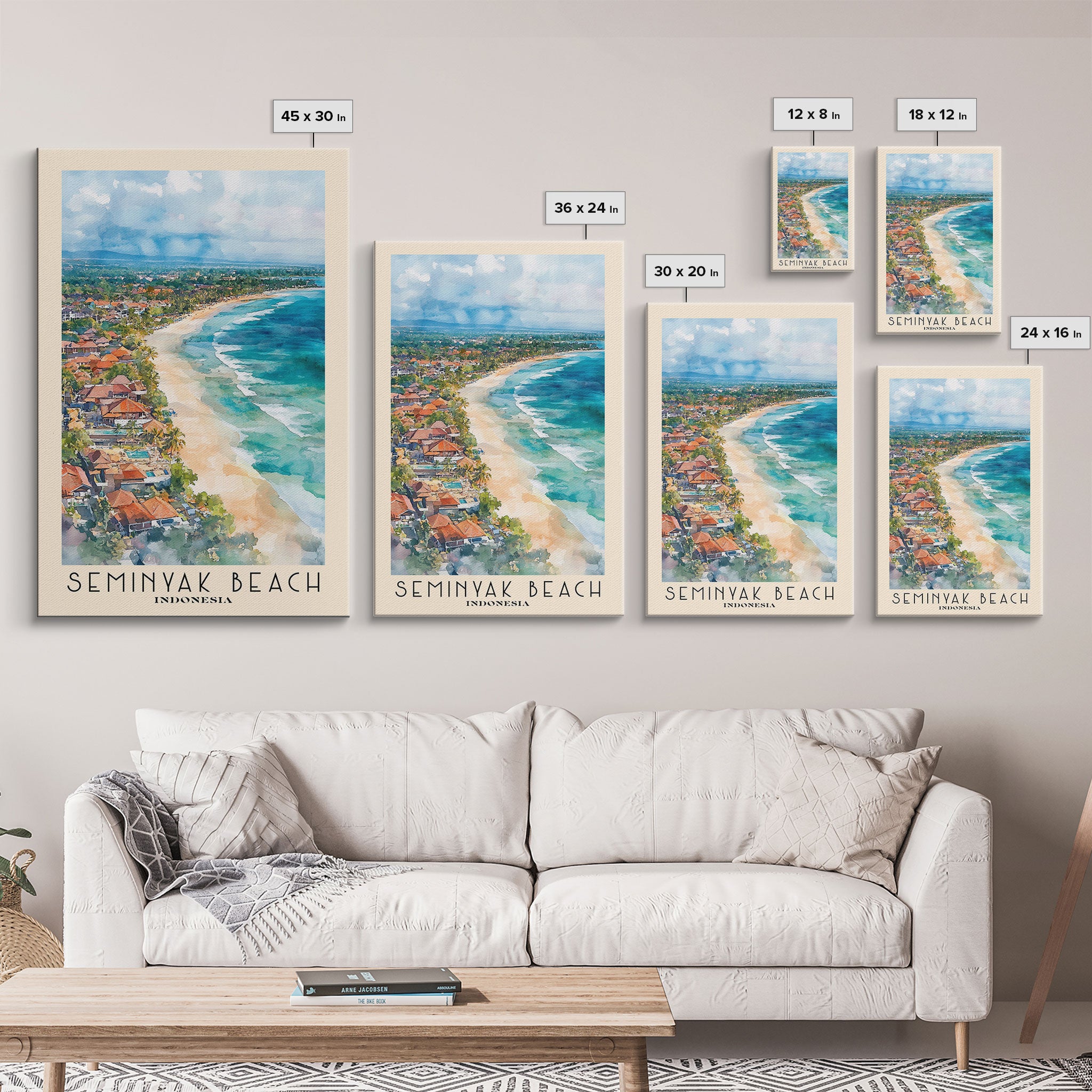 Seminyak Beach, Indonesia Watercolor Print, Vacation Gift, Indonesia Wall Art, Beach Painting, Beach Decor, Beach Or Lakehouse Art