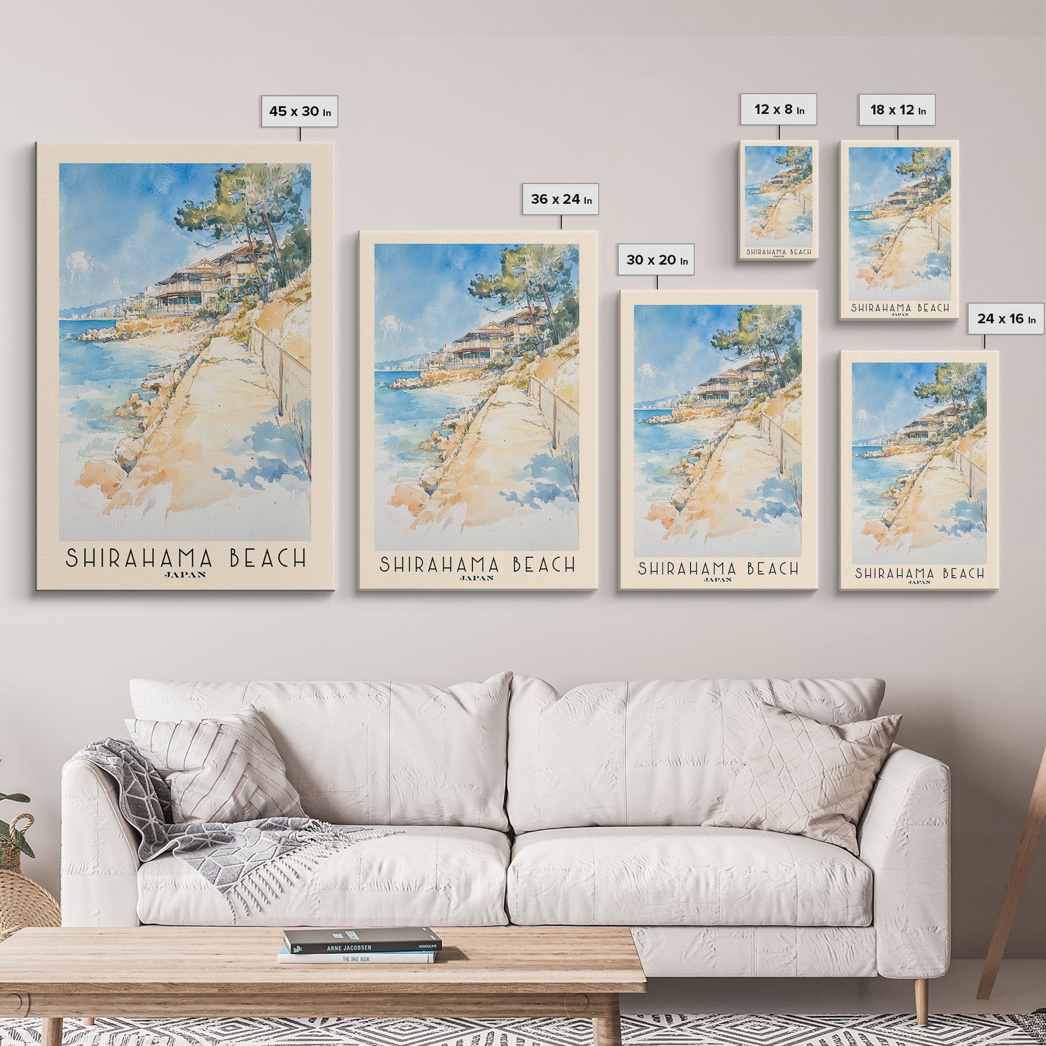 Shirahama Beach, Japan Watercolor Print, Vacation Gift, Japan Wall Art, Beach Painting, Beach Decor, Beach Or Lakehouse Art