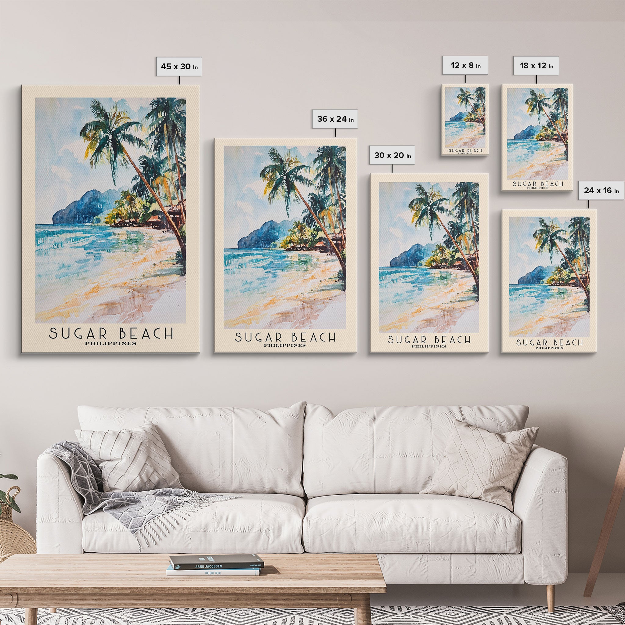 Sugar Beach, Philippines Watercolor Print, Vacation Gift, Philippines Wall Art, Vacation Wall Art, Vacatation Memories, Beach Decor, Beach Or Lakehouse Art