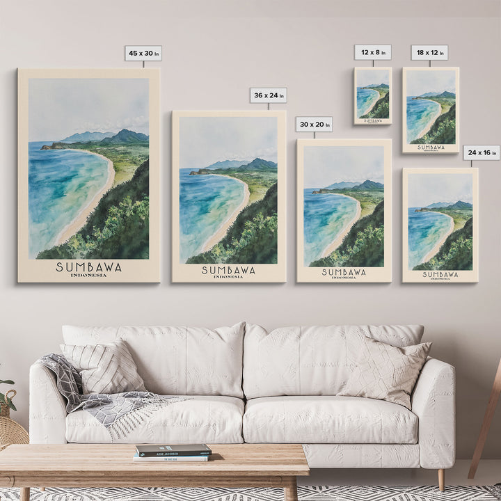 Sumbawa, Indonesia Watercolor Beach Print, Vacation Gift, Indonesia Wall Art, Beach Painting, Beach Decor, Beach Painting