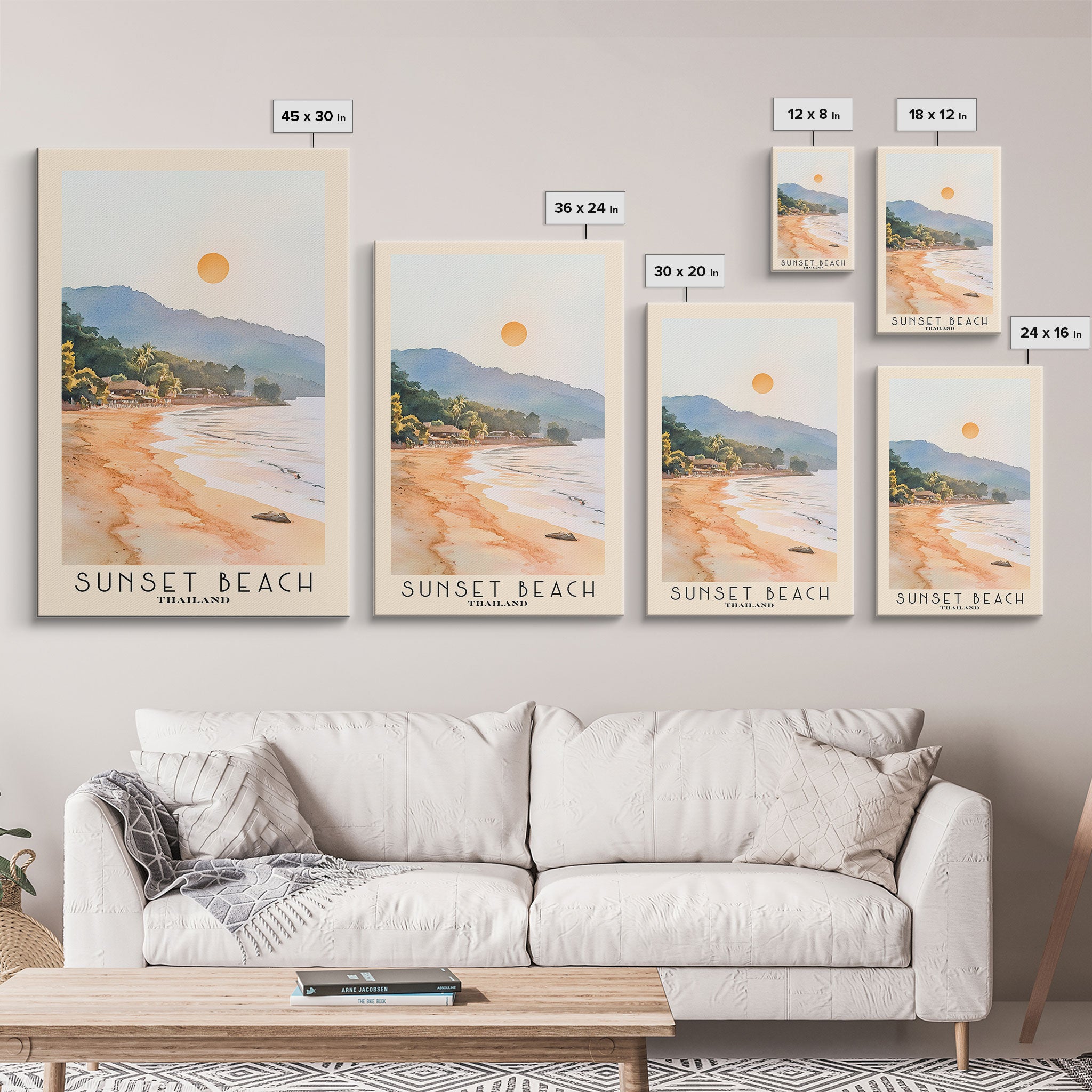 Sunset Beach, Thailand Watercolor Beach Print, Vacation Gift, Thailand Wall Art, Beach Painting, Beach Decor, Beach Painting