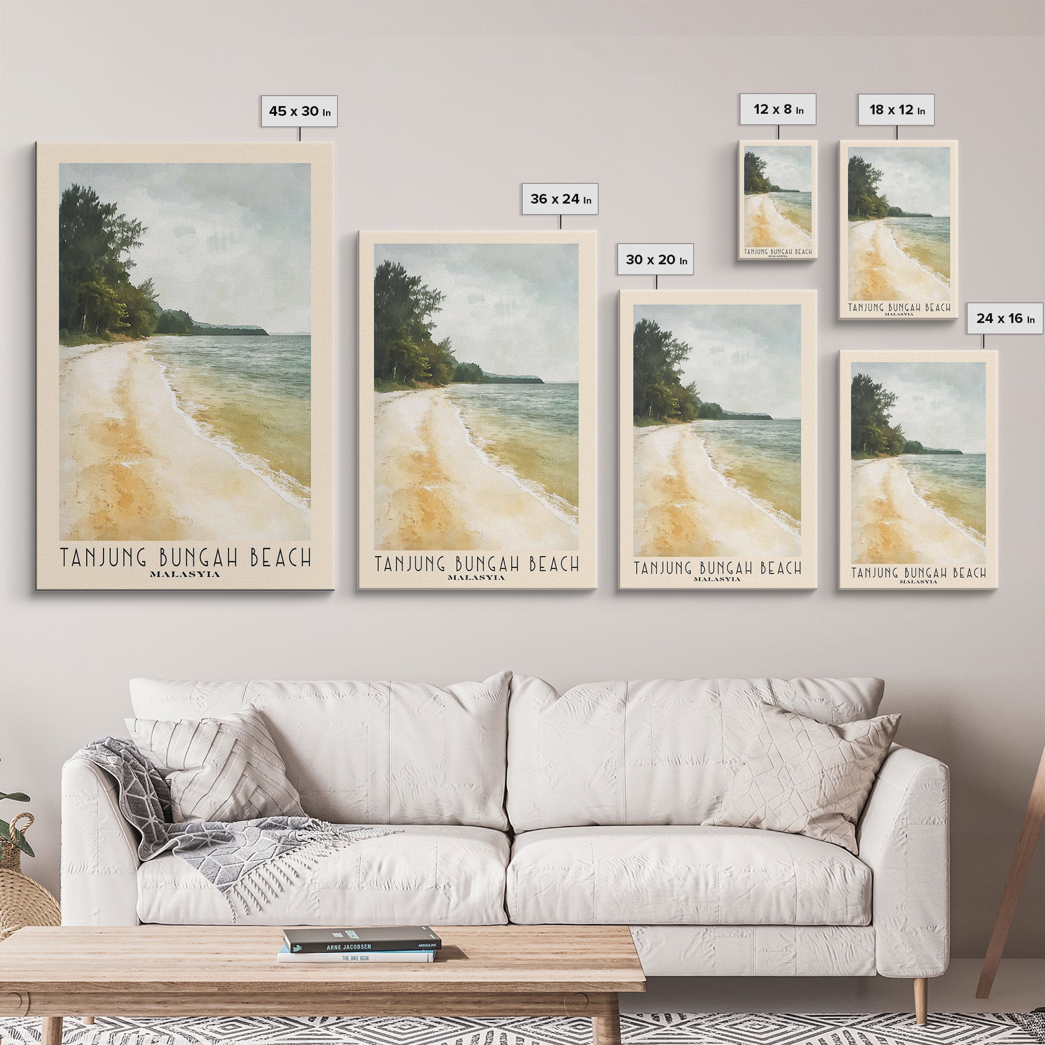 Tanjung Bungah Beach, Malasyia Watercolor Print, Vacation Gift, Malasyia Wall Art, Beach Painting, Beach Decor, Beach Or Lakehouse Art