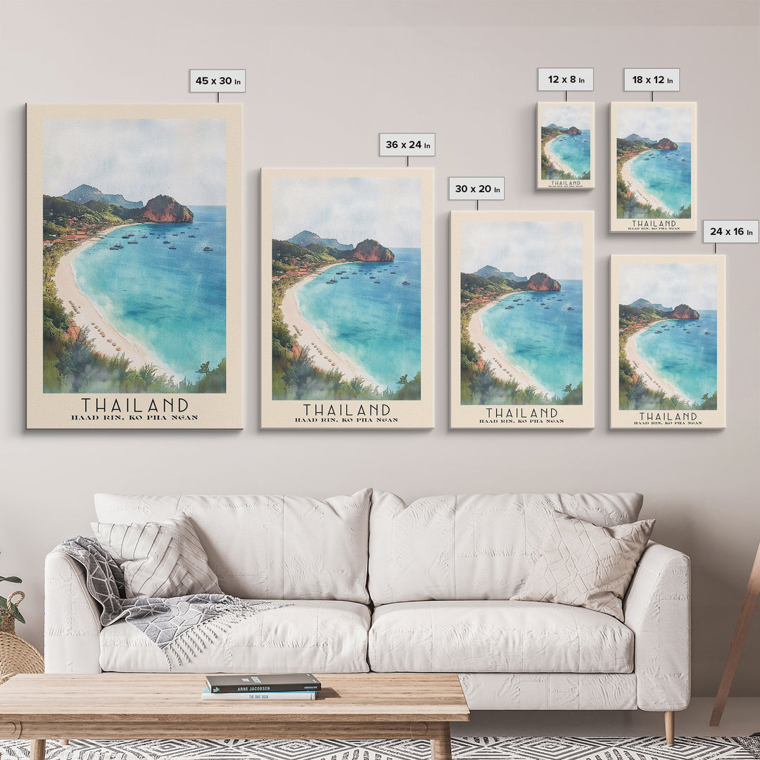 Thailand, Haad Rin, Ko Pha Ngan Watercolor Print, Vacation Gift, Haad Rin, Ko Pha Ngan Wall Art, Beach Painting, Beach Decor, Beach Or Lakehouse Art