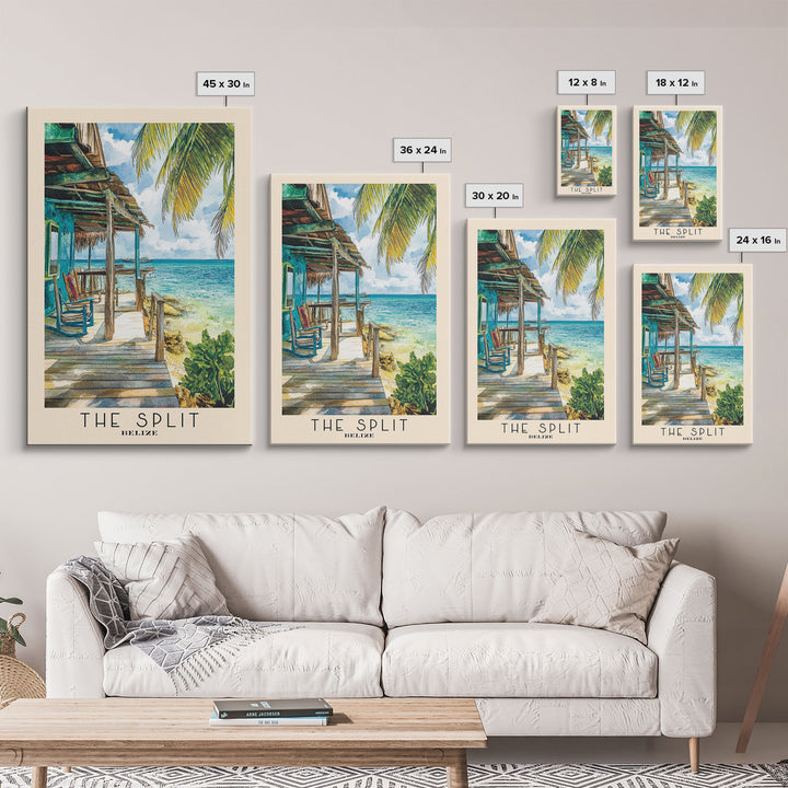 The Split, Belize Watercolor Beach Print, Vacation Gift, Belize Wall Art, Beach Painting, Beach Decor, Beach Painting