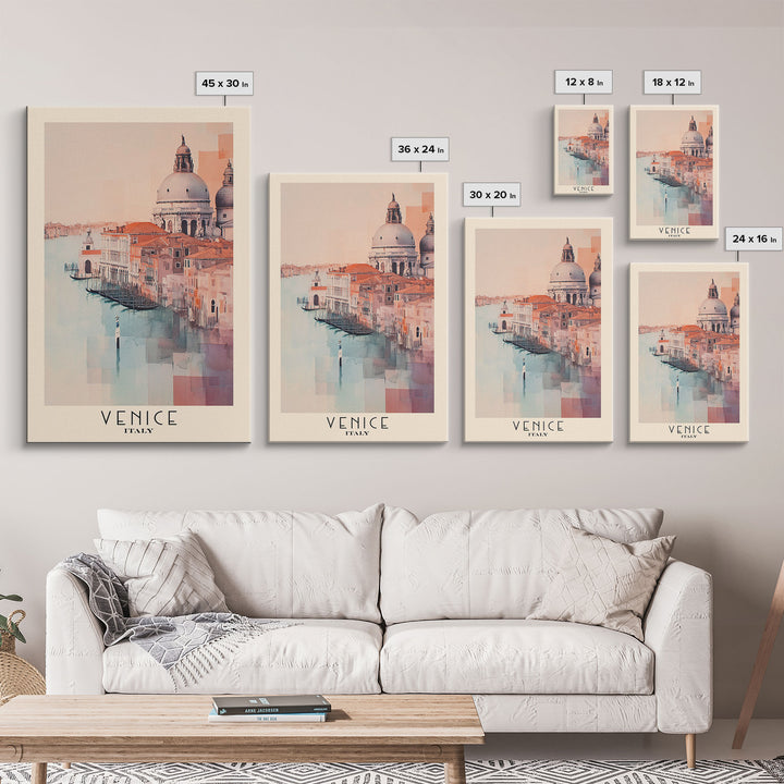 Venice, Italy Watercolor Beach Print, Vacation Gift, Italy Wall Art, Framed Canvas Print, Framed Beach Painting